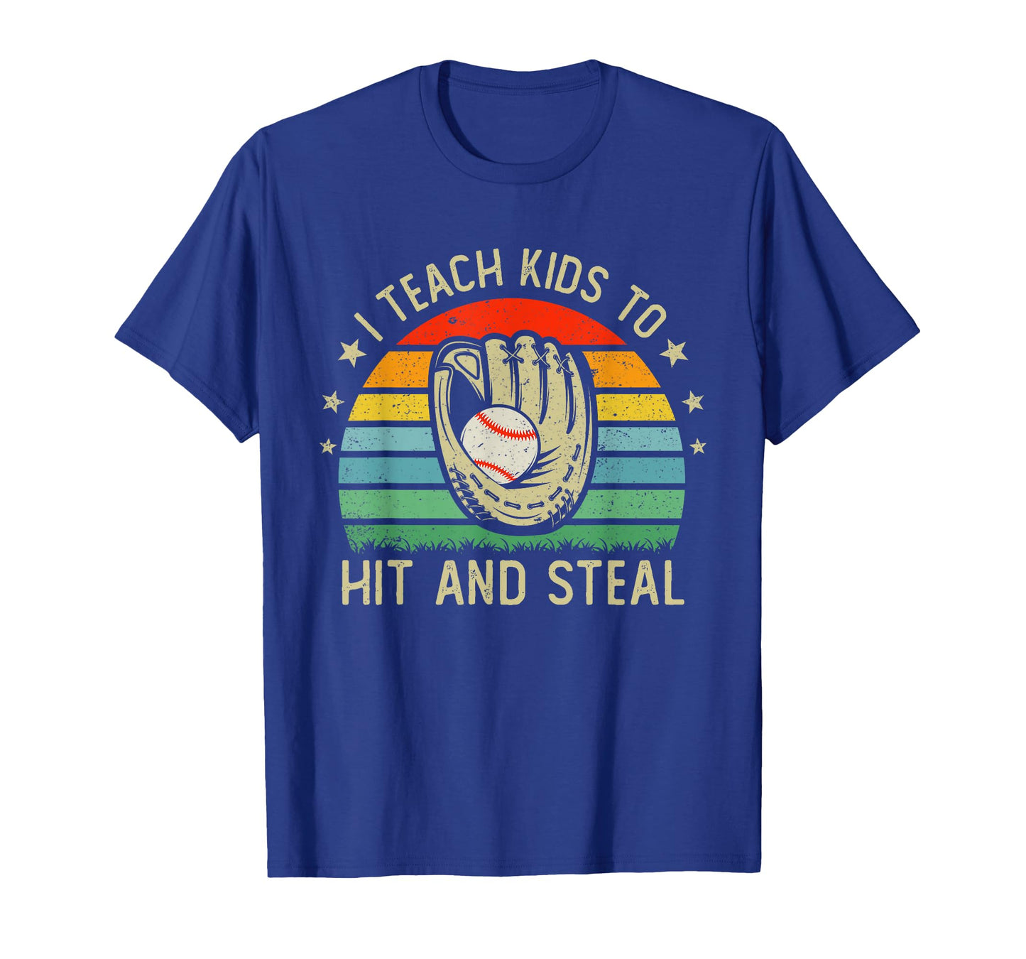 I Teach Kids To Hit And Steal Funny Vintage Baseball Coach T-Shirt