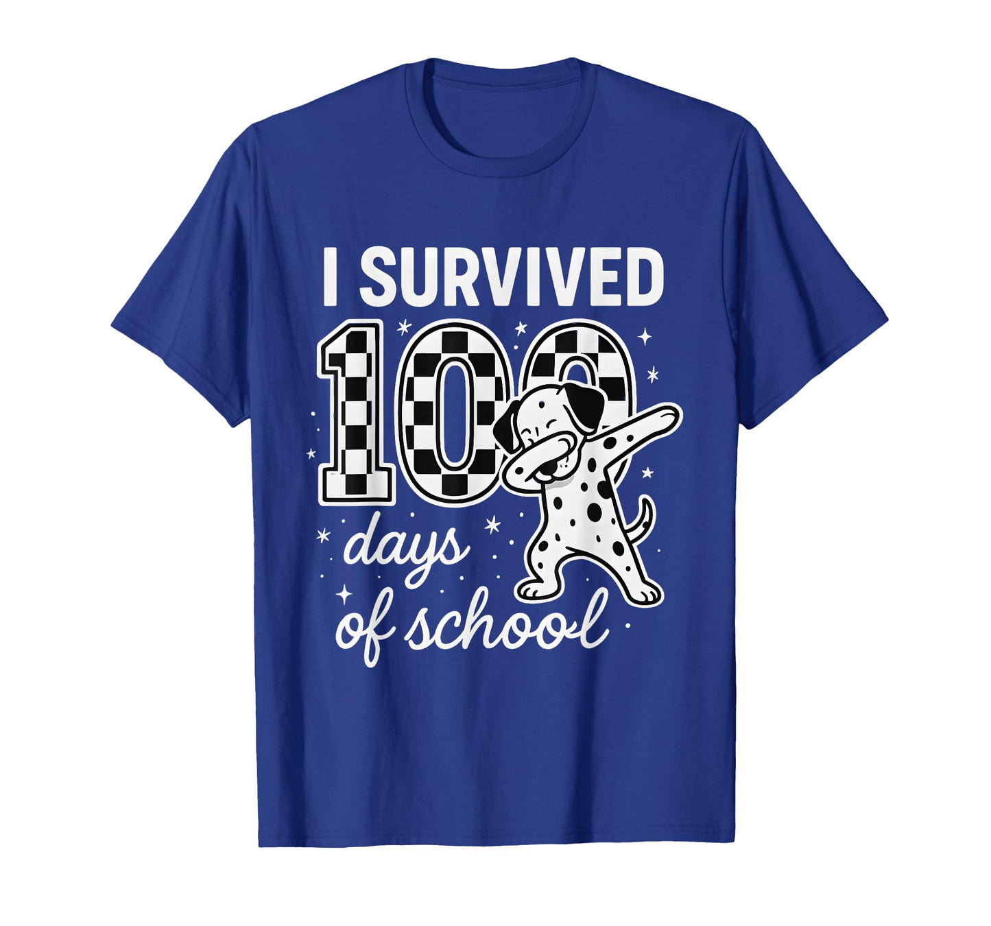 I Survived 100 Days of School Students Dabbing Dalmatian Dog T-Shirt
