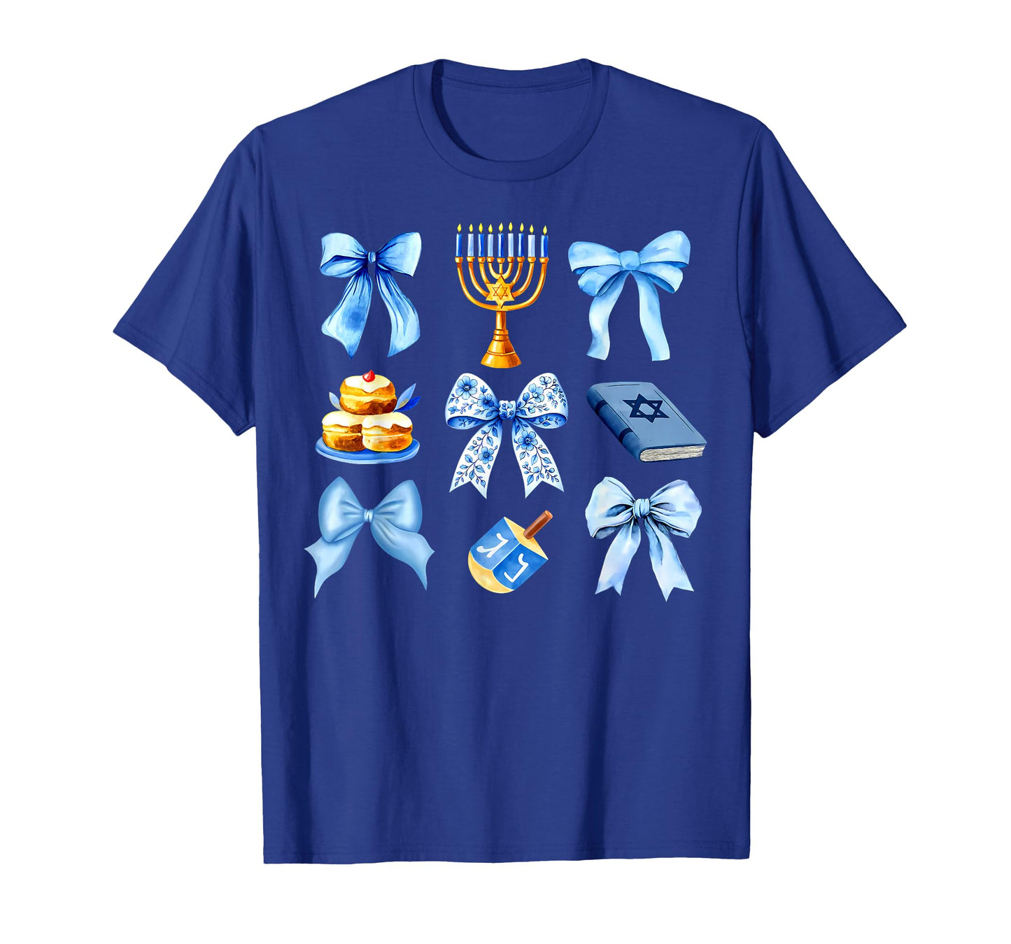 Coquette Bow Jewish Holiday Chanukah Hanukkah Menorah Girls T-Shirt