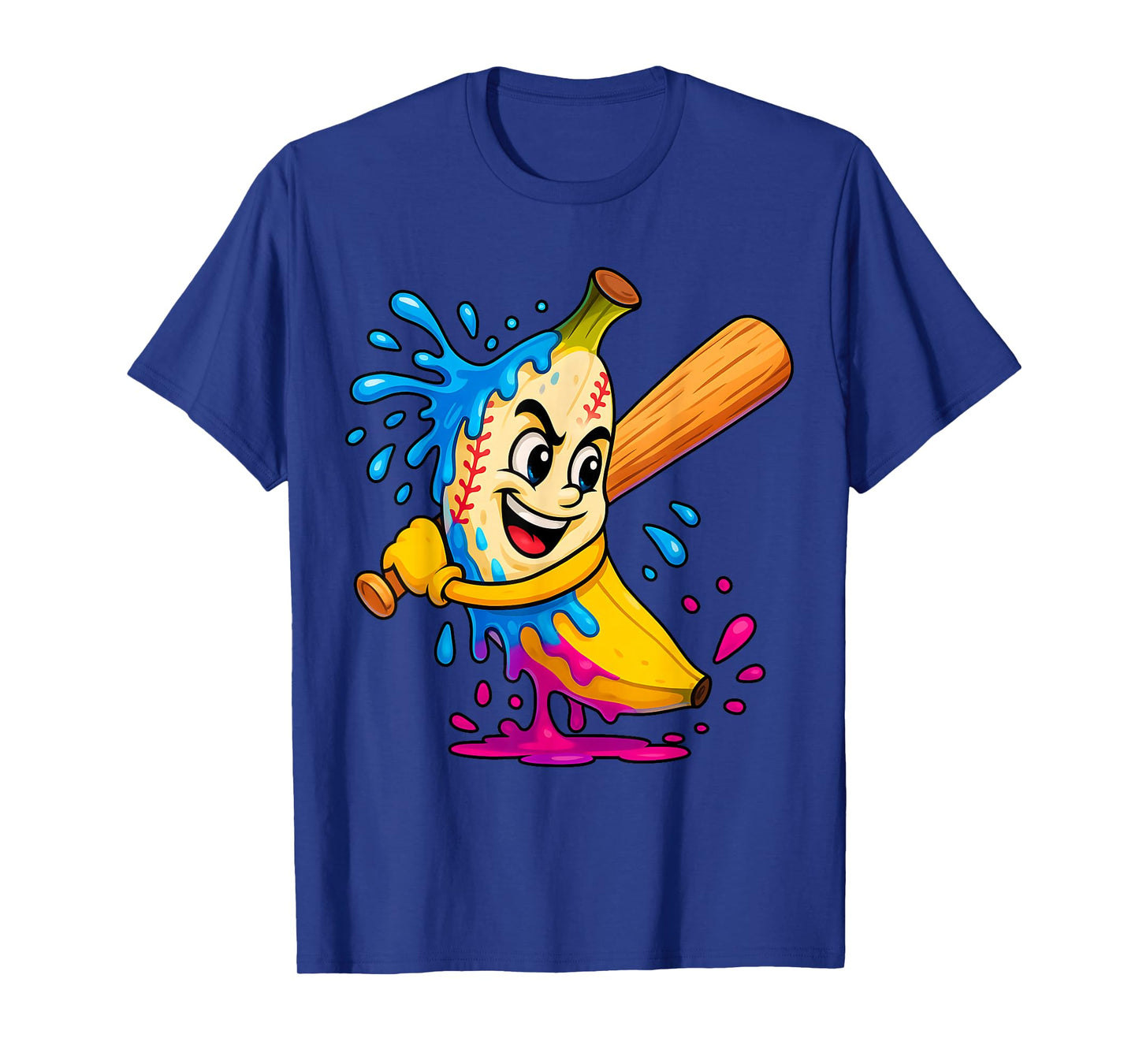 Funny Banana Baseball Ice Cream Drip Fruit Sport Player T-Shirt