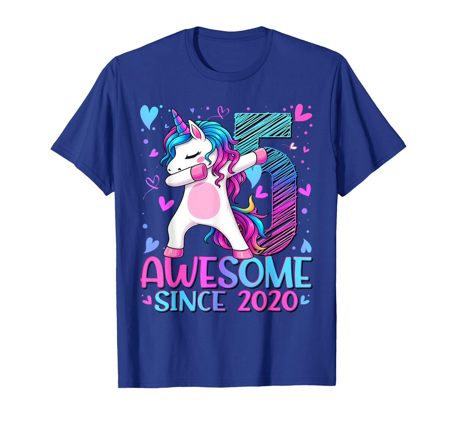 5th Birthday Girl Funny Unicorn 5 Years Old for Bday Kid T-Shirt