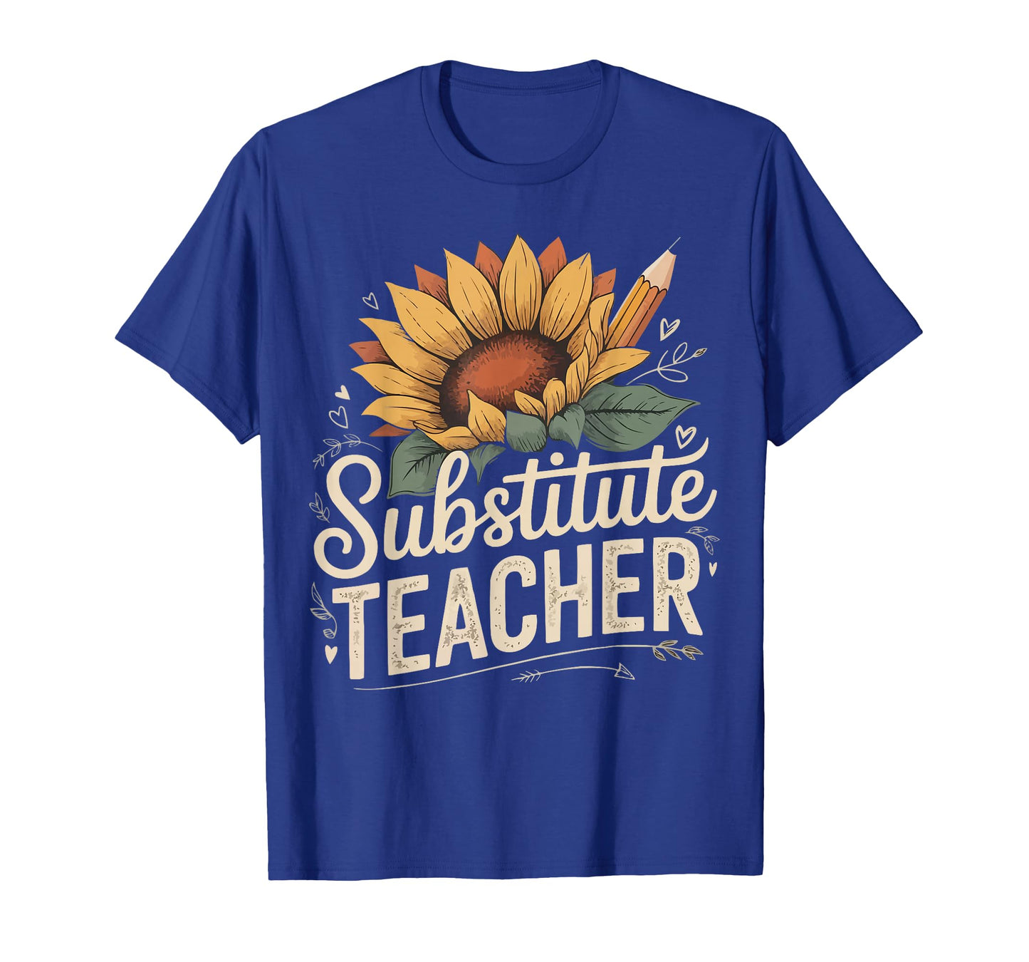 Funny Substitute Teacher Flower and Pencil T-Shirt