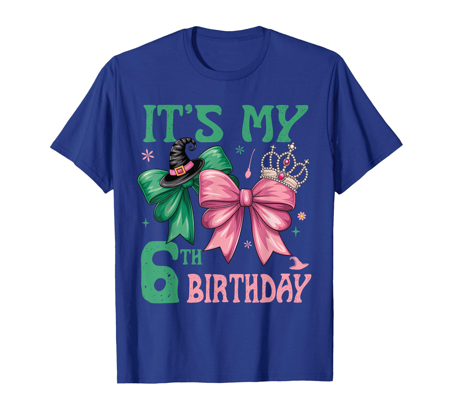 Birthday Girl It's My 6th Birthday Witch Pink And Green T-Shirt