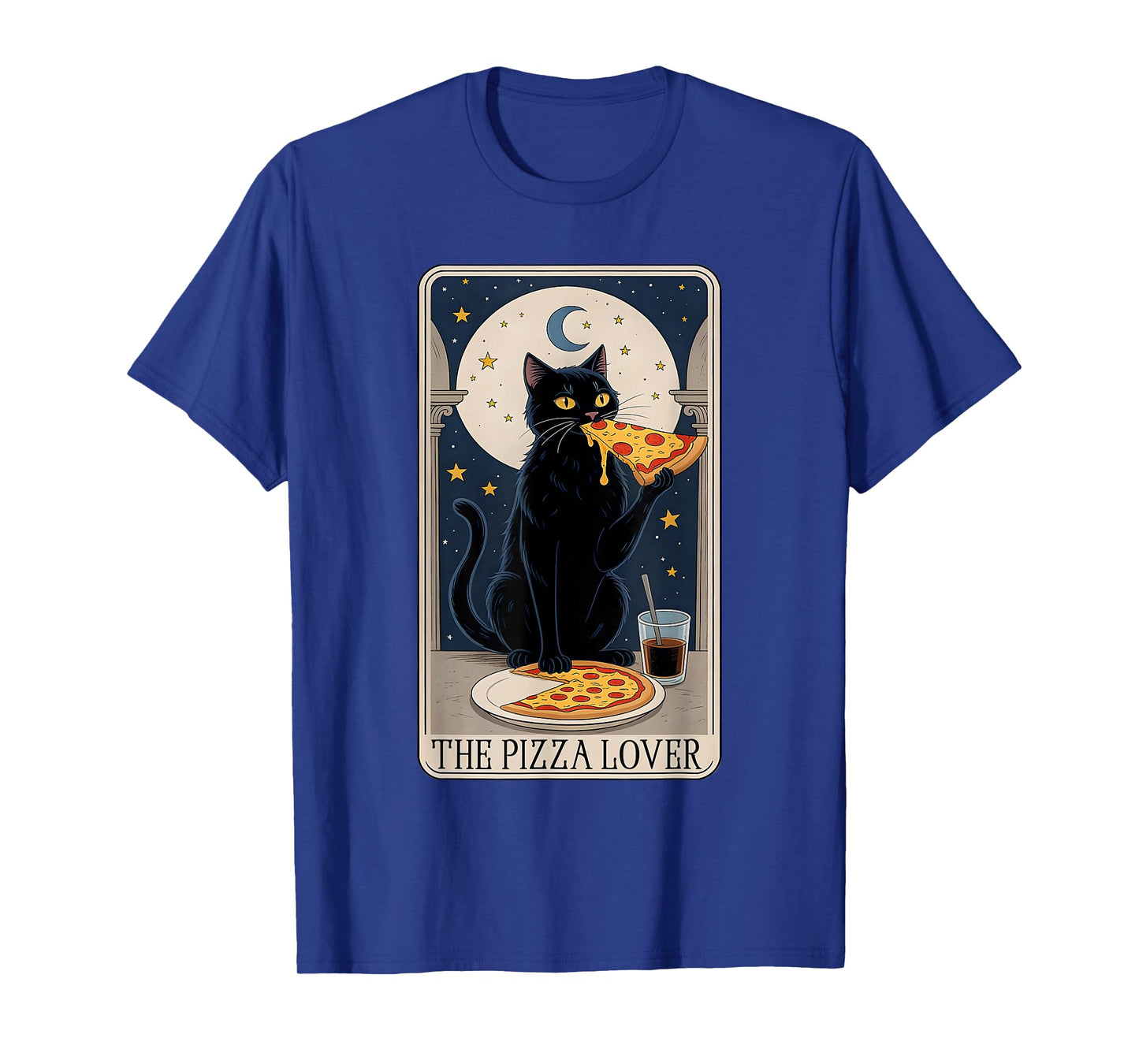Pizza Lover Cat Tarot Card Funny cat Eating Pizza Art T-Shirt