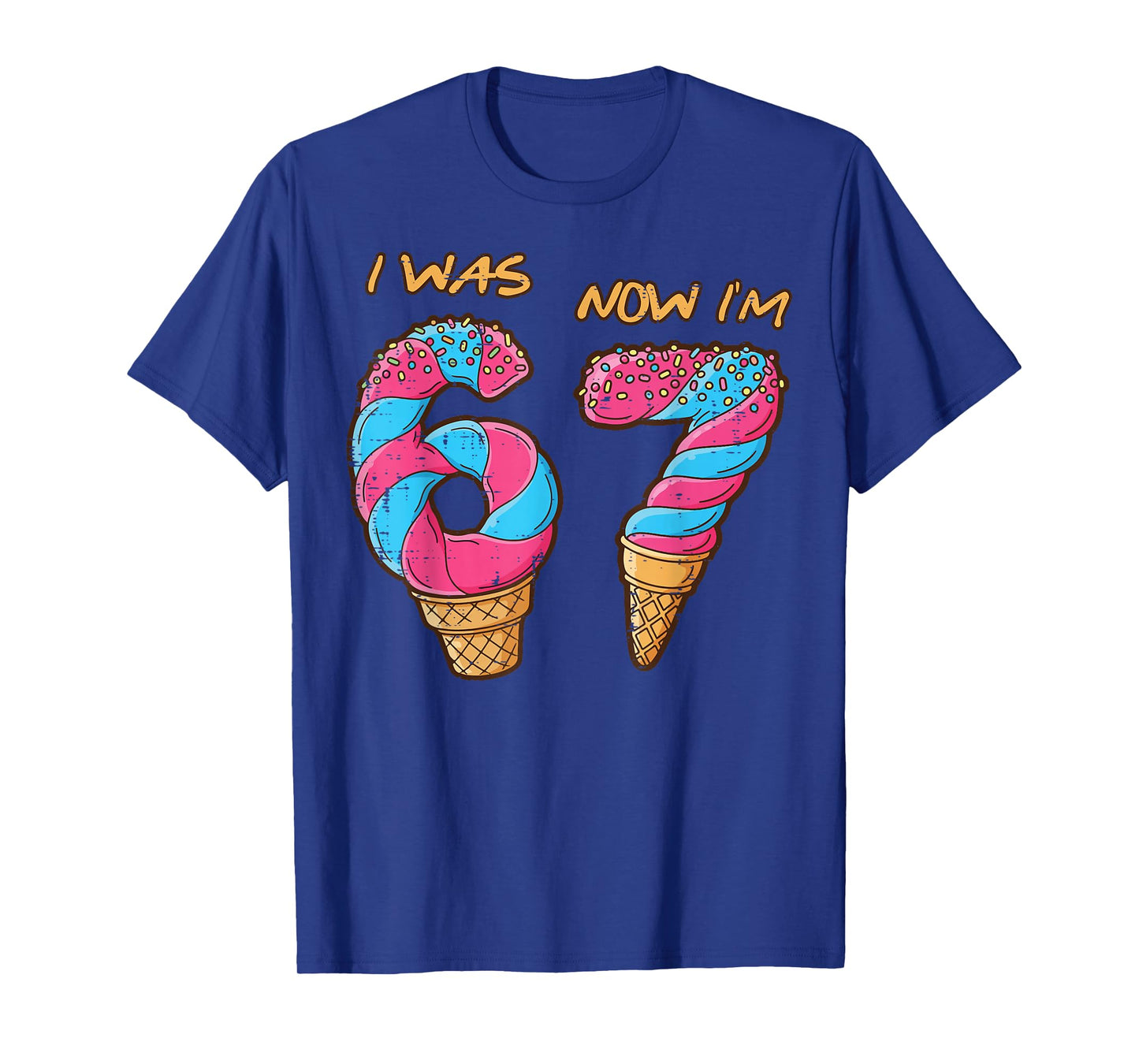7th Birthday 6 7 Ice Cream Drip Bday Meme Youth Boys Kids T-Shirt