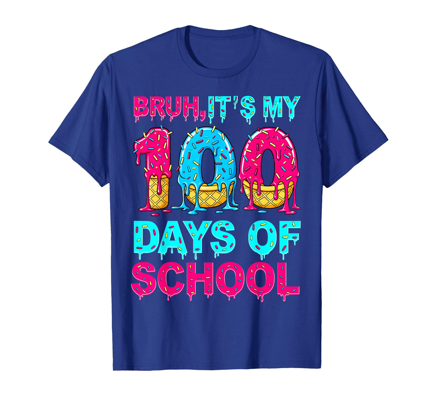Bruh Its My 100 Days of School Drip Ice Cream 100th Day Kids T-Shirt