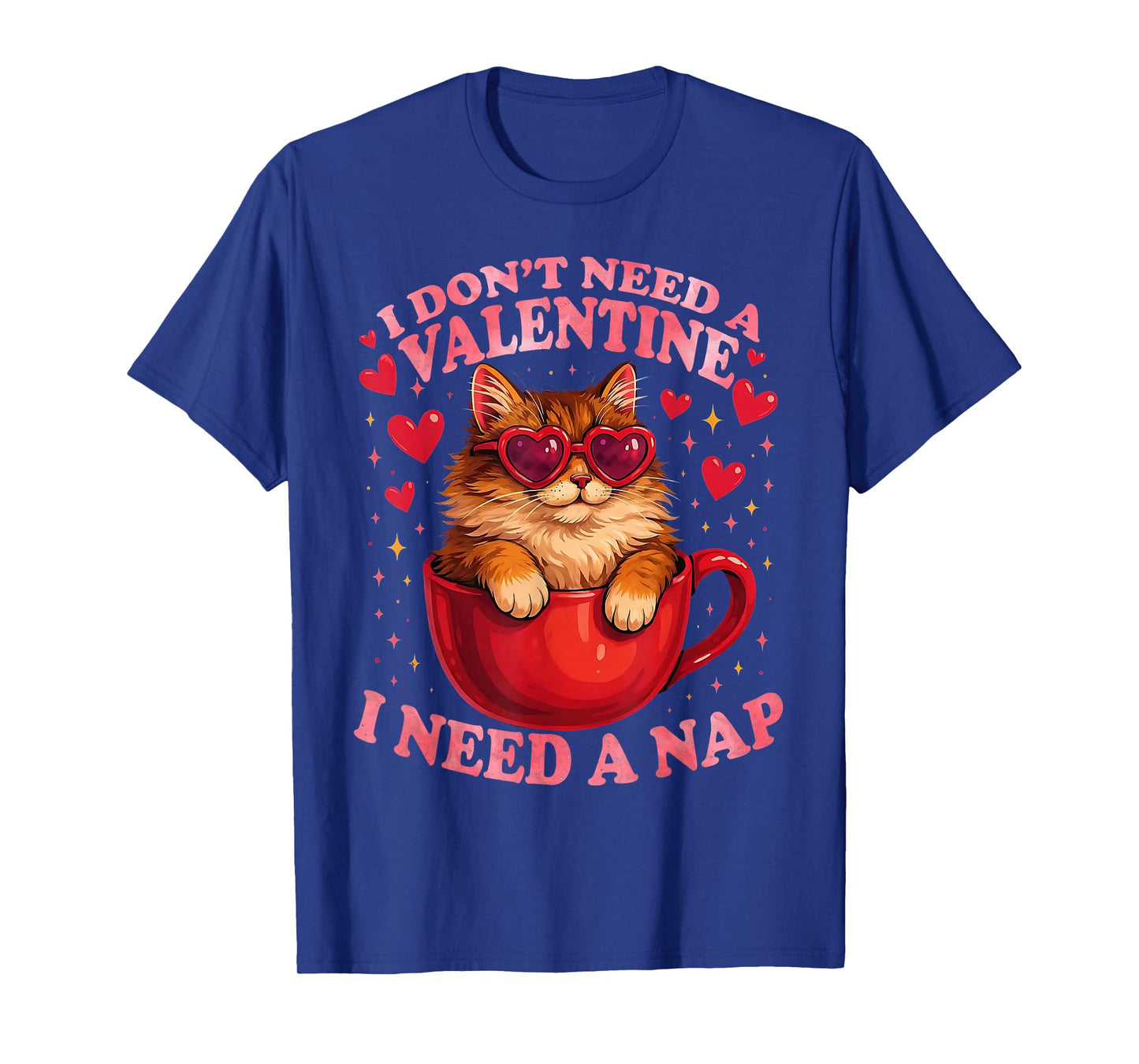 Valentine Cat Nap Funny Cozy Sleep Design T-Shirt