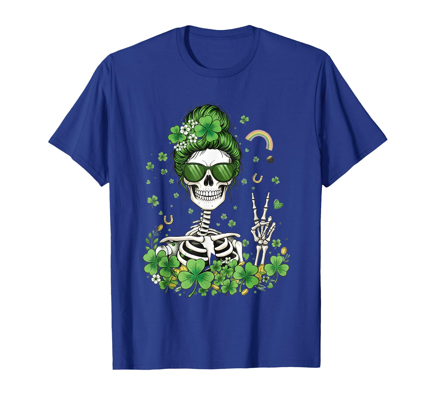 Sugar Skull St Patricks Day Skeleton Shamrock Irish Women T-Shirt