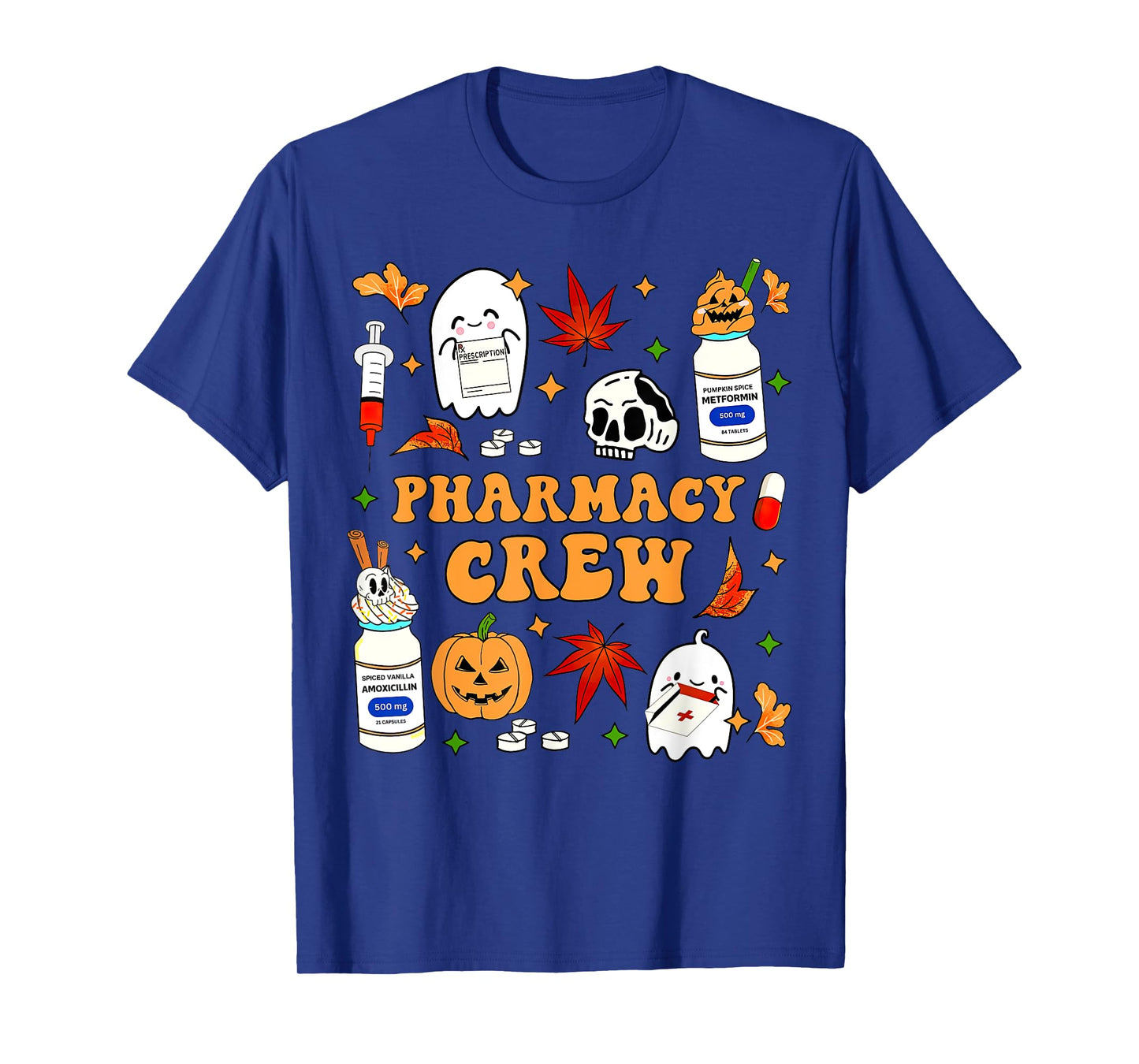 Pharmacy Crew Ghost Pumpkin Fall Pharmacist Tech Halloween T-Shirt