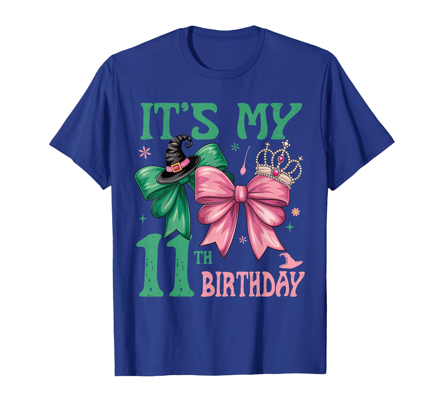 Birthday Girl It's My 11th Birthday Witch Pink And Green T-Shirt