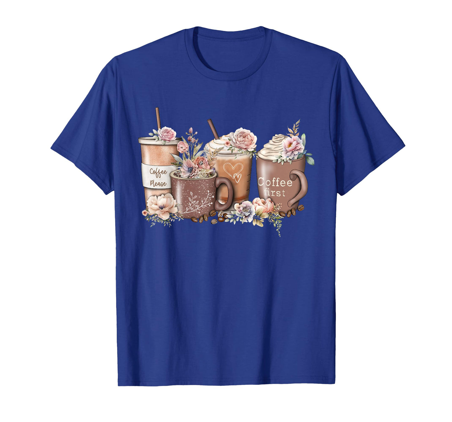 Floral Coffee Cup Iced Latte With Spring Flowers T-Shirt