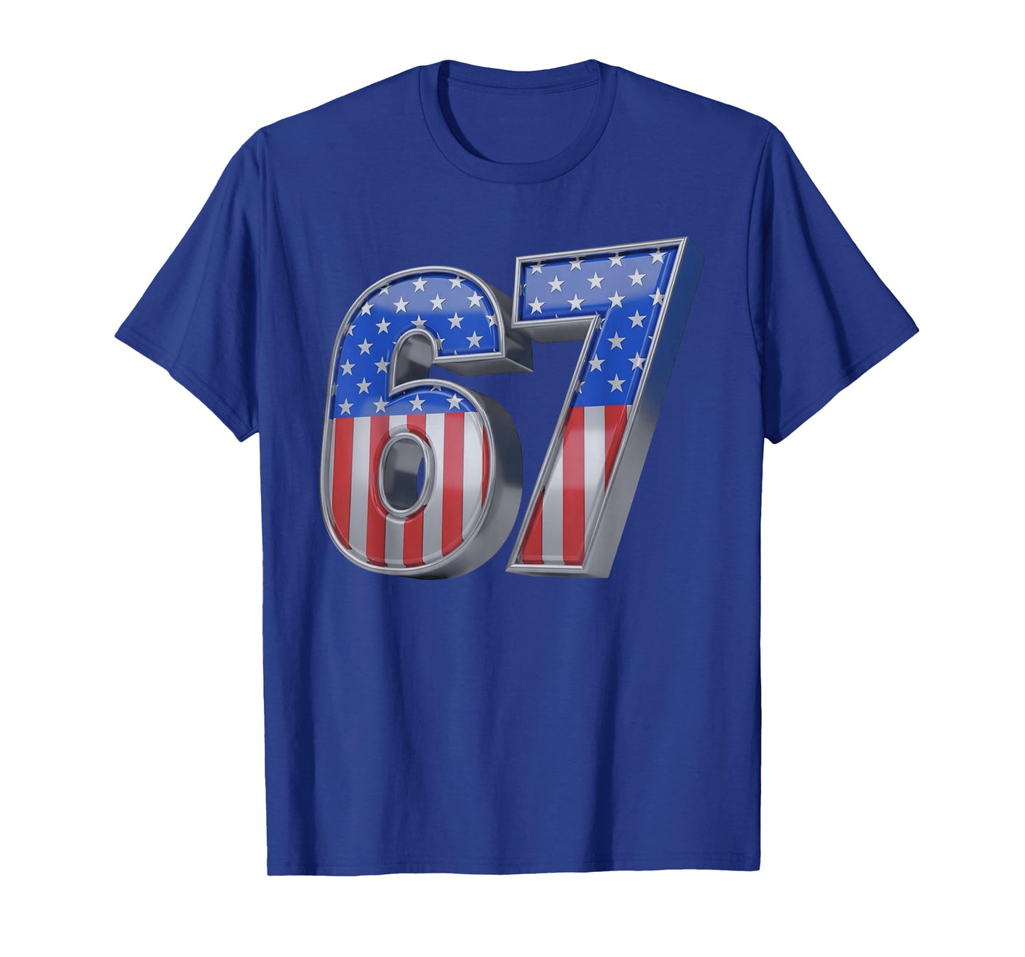 USA Flag 67 Meme Six Seven Slang 67th Birthday Adult Kid T-Shirt