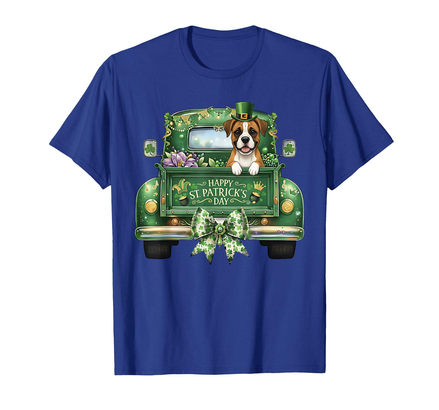 Funny Boxer Dog Coquette Bow Truck St Patricks Day T-Shirt