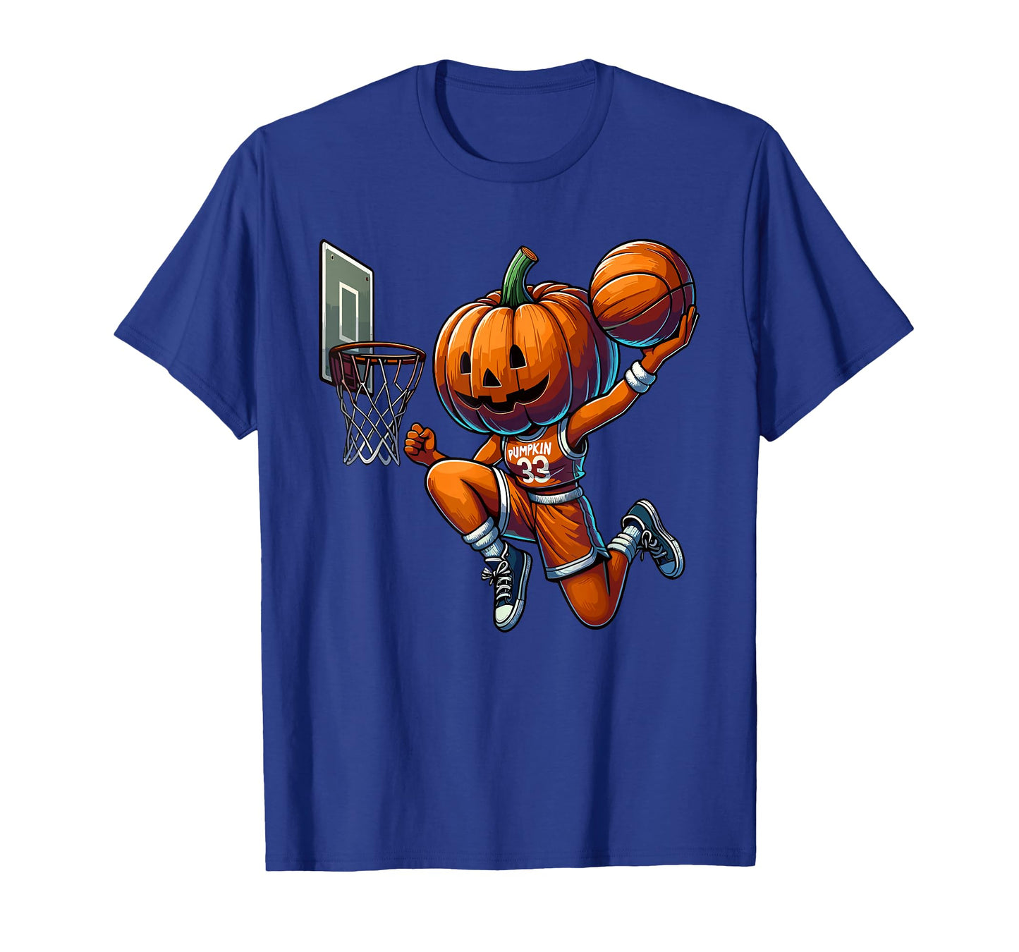Pumpkin Playing Basketball Dunk Halloween Costume Sports T-Shirt