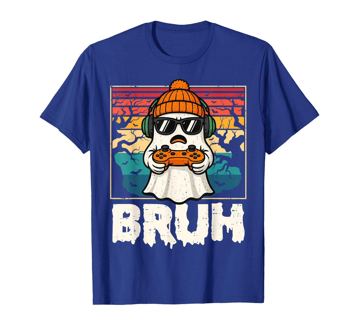 Bruh Gamer Halloween Ghost Video Gaming Men Boys Kids T-Shirt
