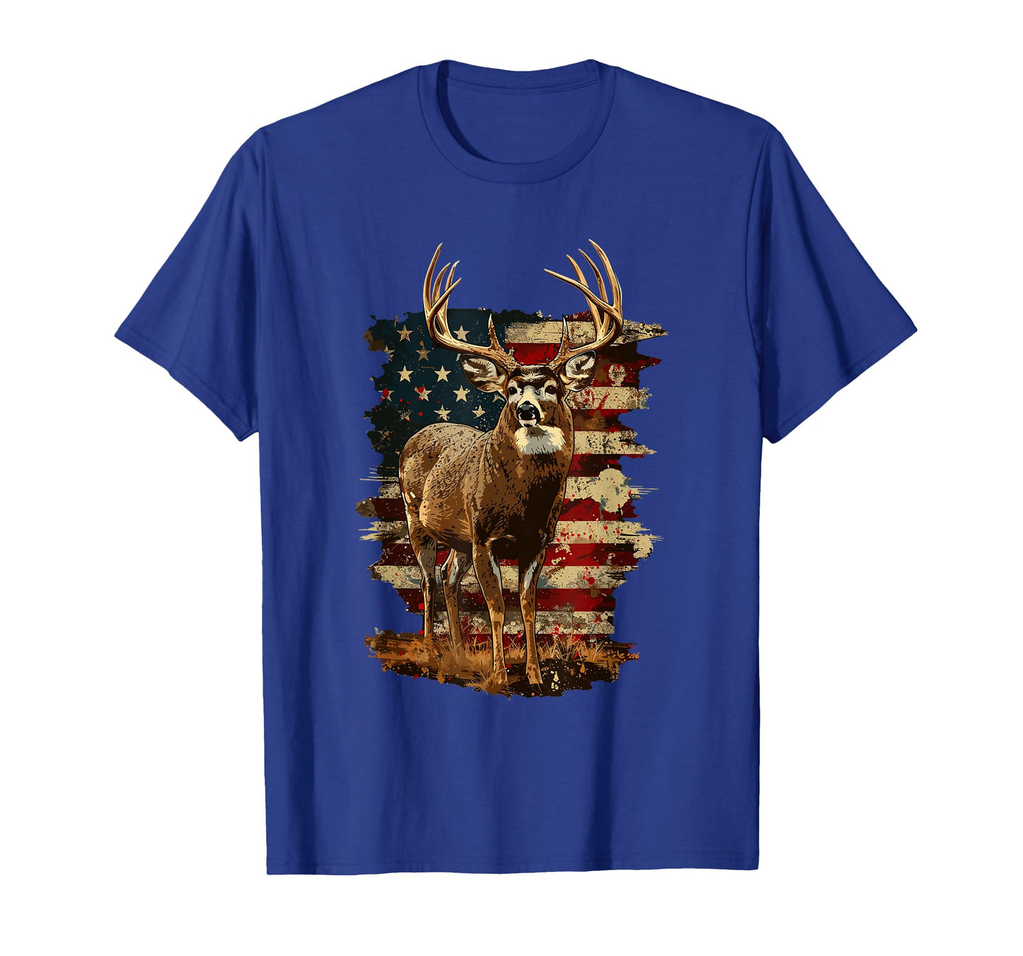 Whitetail Buck Deer Hunting 4th Of July USA American Flag T-Shirt for Women Men