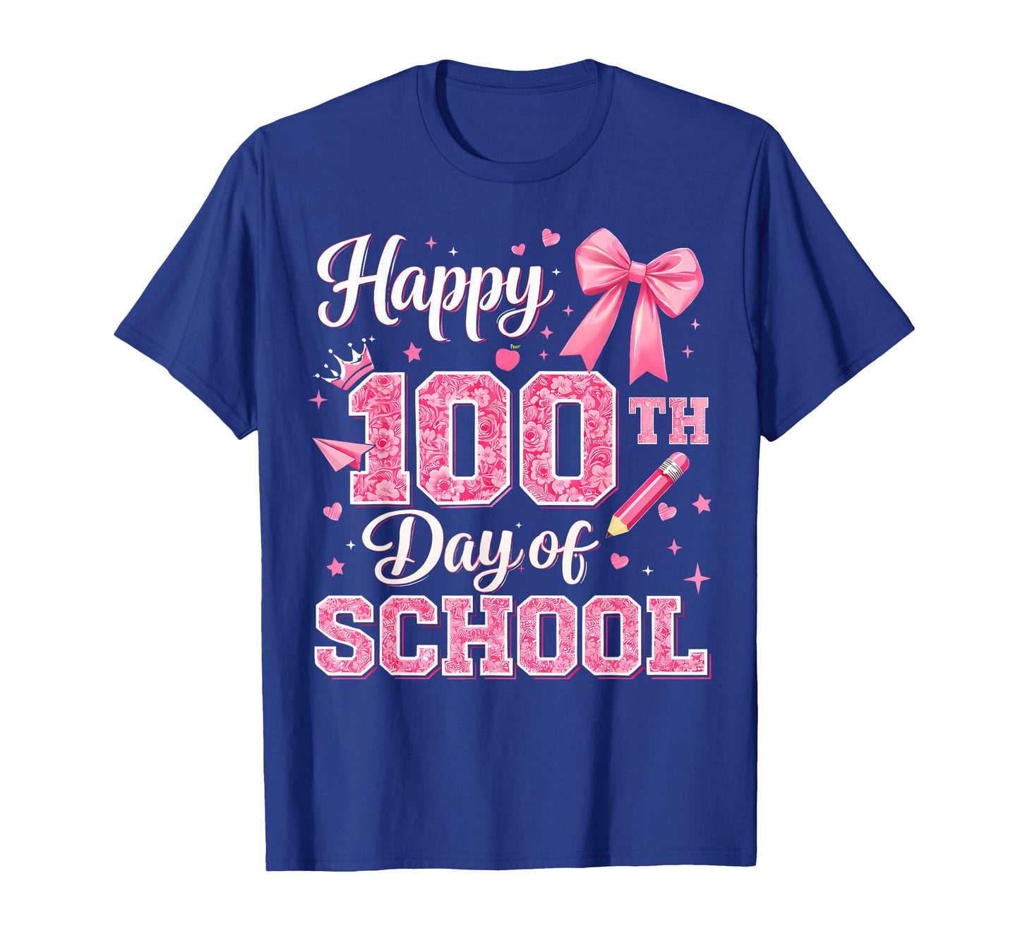 100 Days of School Happy 100th Day Coquette Bow Flower T-Shirt