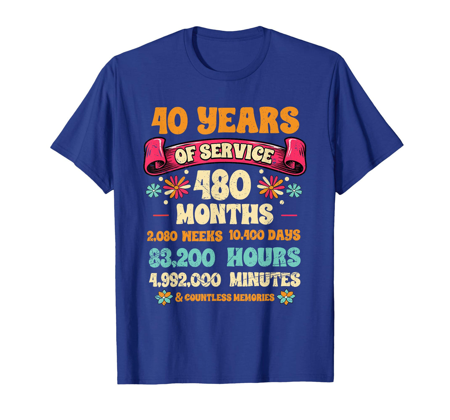 40 Years Of Service 40th Year Work Anniversary For Men Women T-Shirt