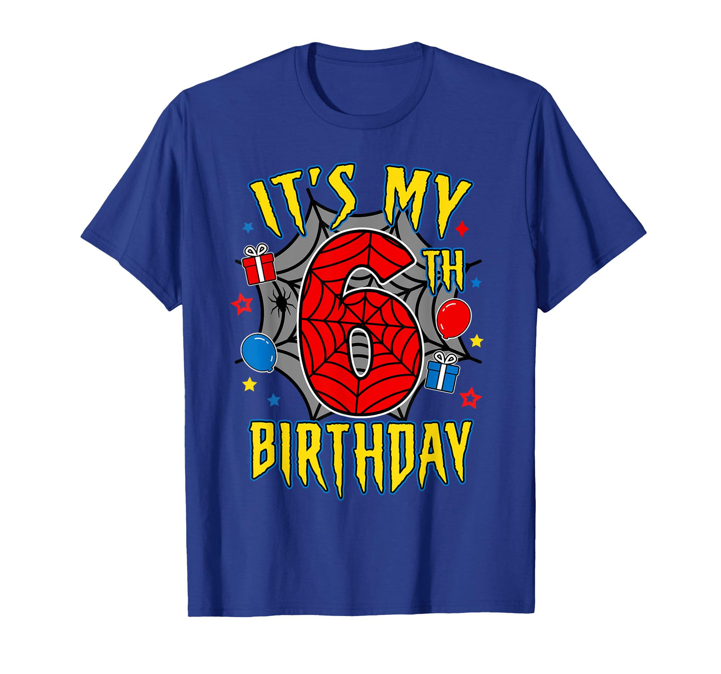 It's My 6th Birthday Spider Theme Party Turning 6yr Boy Kids T-Shirt