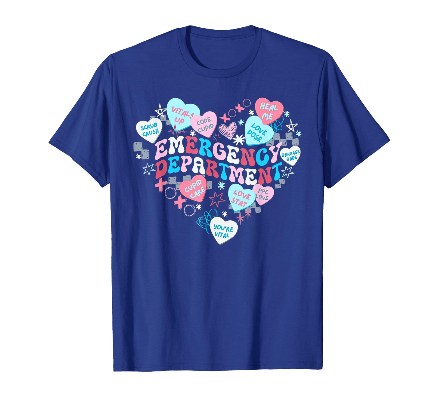 Retro Emergency Department Heart Valentines Nurse ER Crew T-Shirt