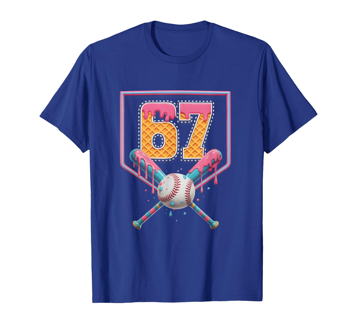 Baseball Drip Number 67 Fun Six Seven 6 7 Meme Design T-Shirt