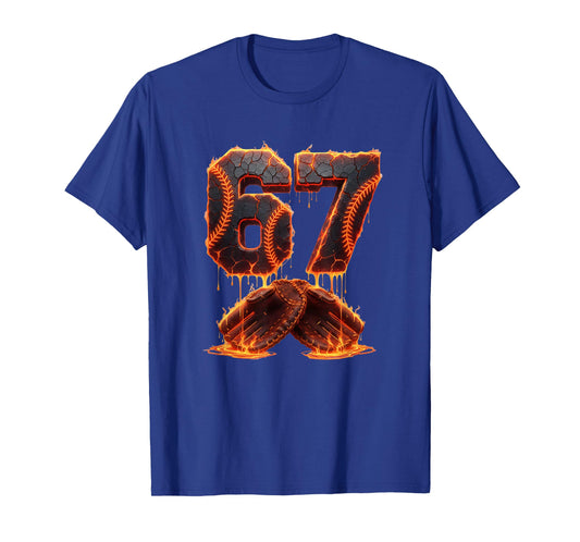 Funny 6 7 Baseball Cracked 67 Glowing Lava Dripping Lover T-Shirt