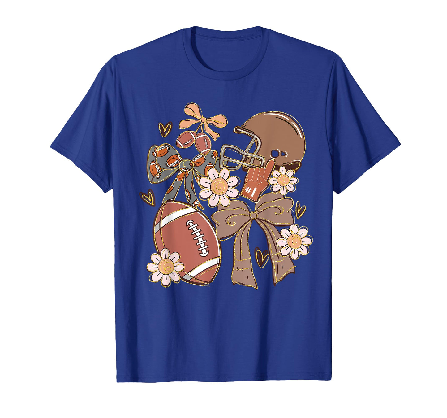 Touchdown American Football Game Day Wildflower Coquette Bow T-Shirt