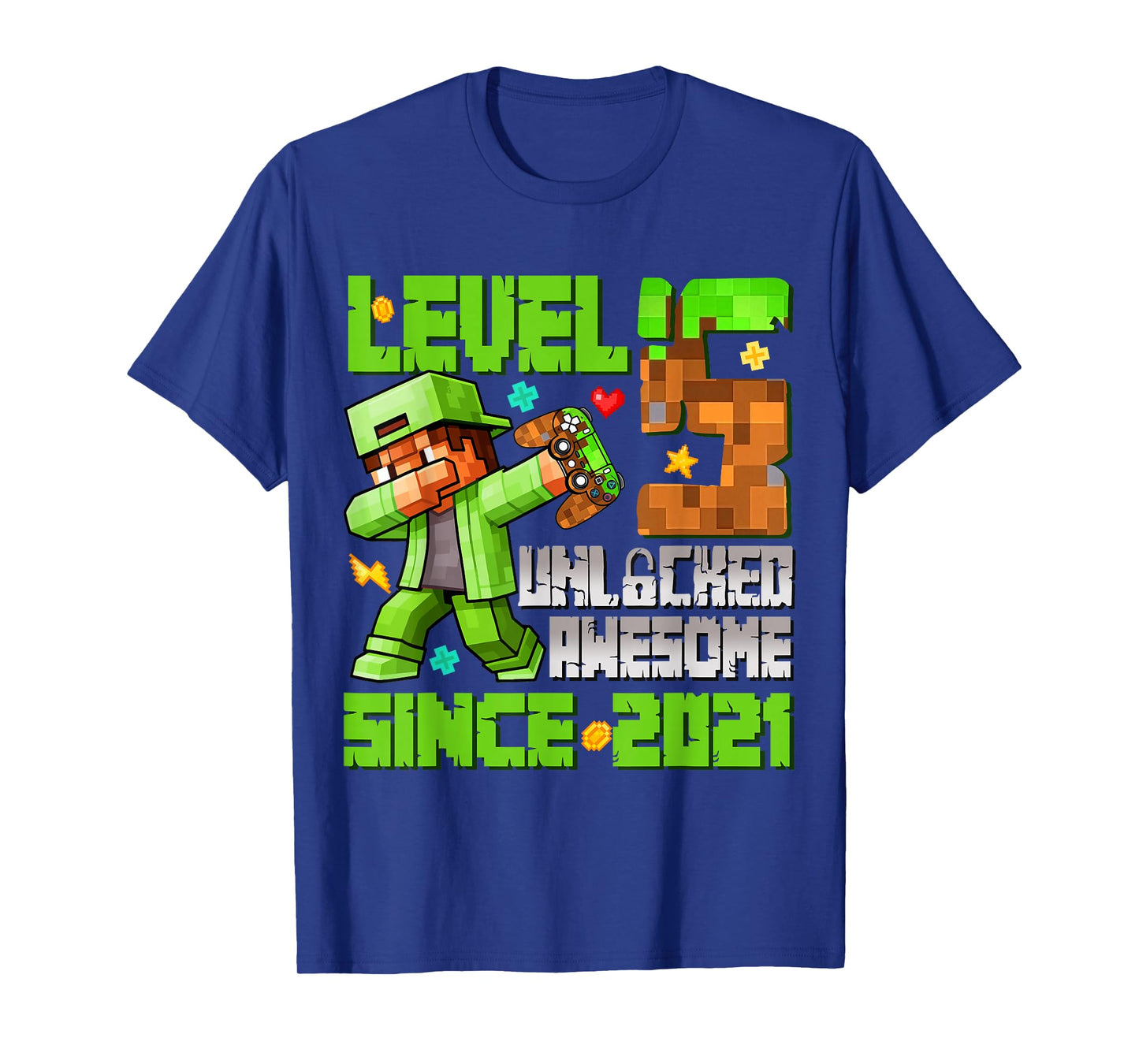 Level 5 Unlocked Awesome Since 2021 5th Birthday Game Boys T-Shirt