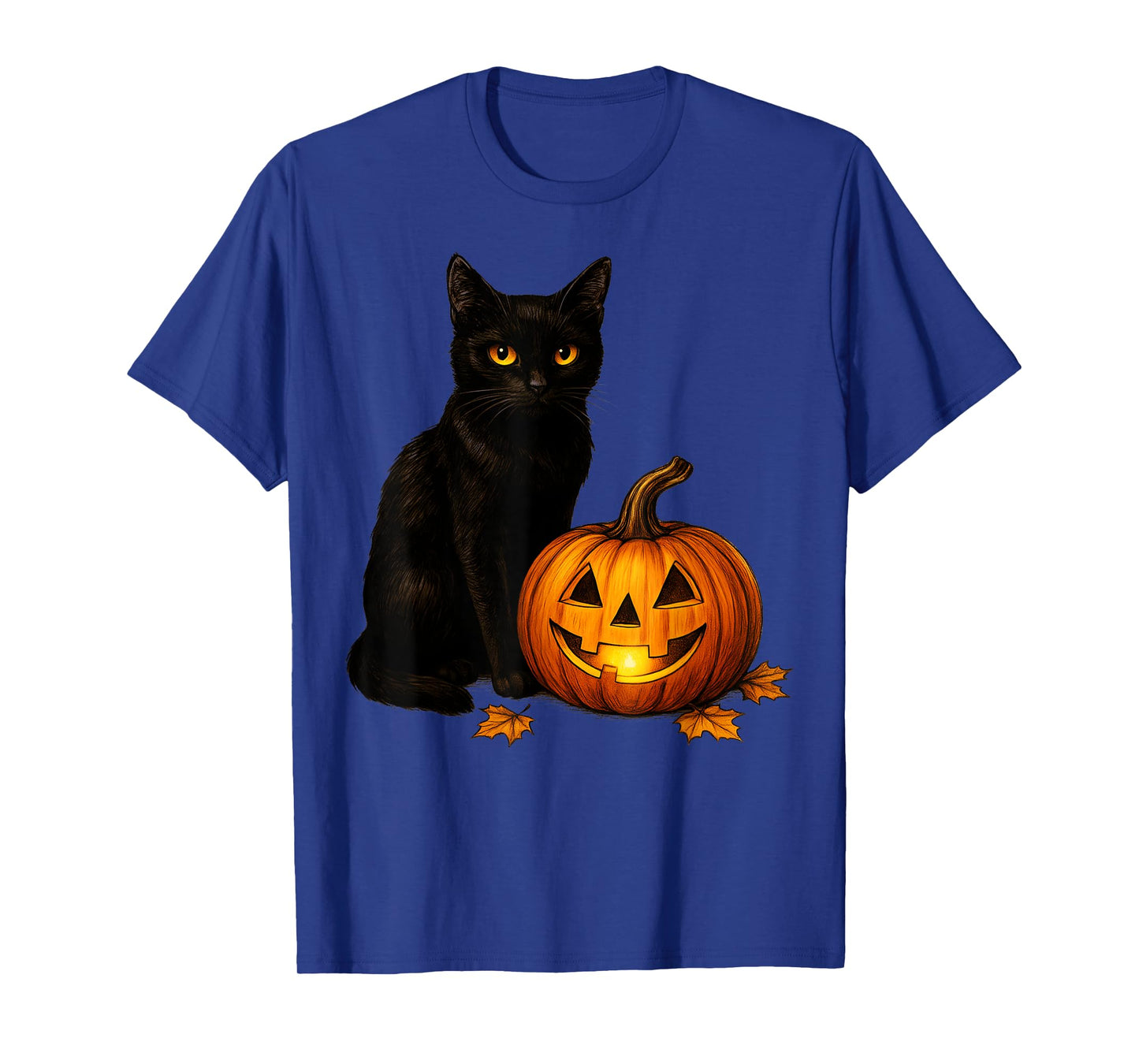 Retro Black Cat Halloween Pumpkin Costume Women Men Kids T-Shirt