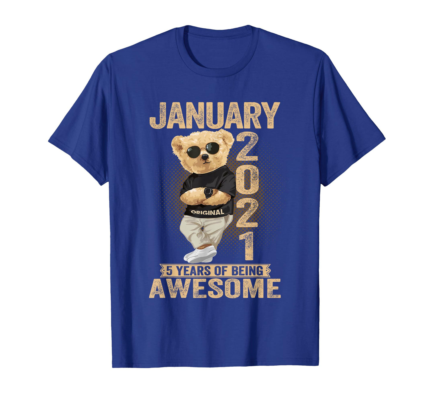 5 Year Old January 2021 Teddy Bear 5th Birthday Men Women T-Shirt