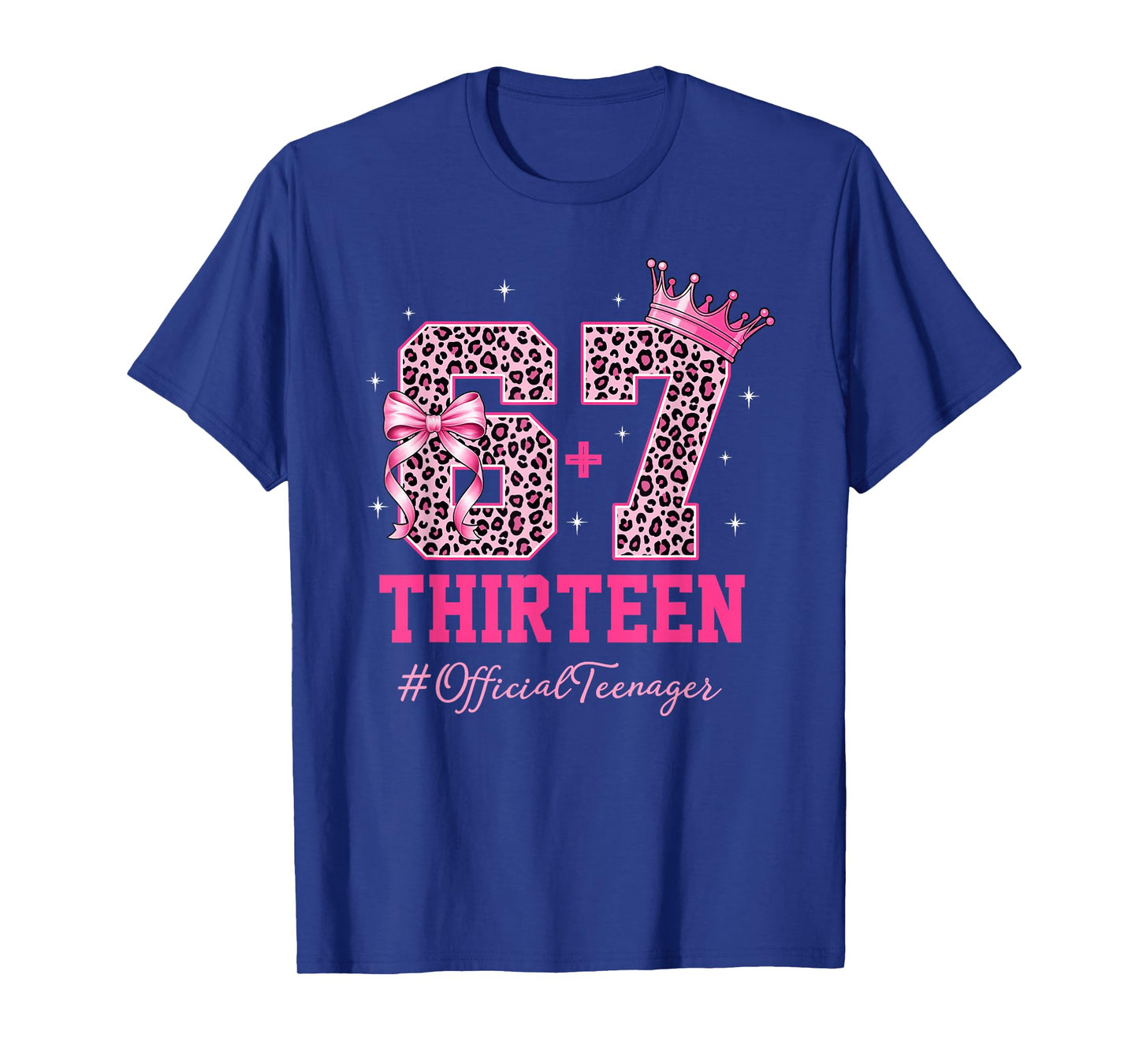 67 Meme 13th Birthday Girl Leopard Pink Bow Cute Teen Girls T-Shirt