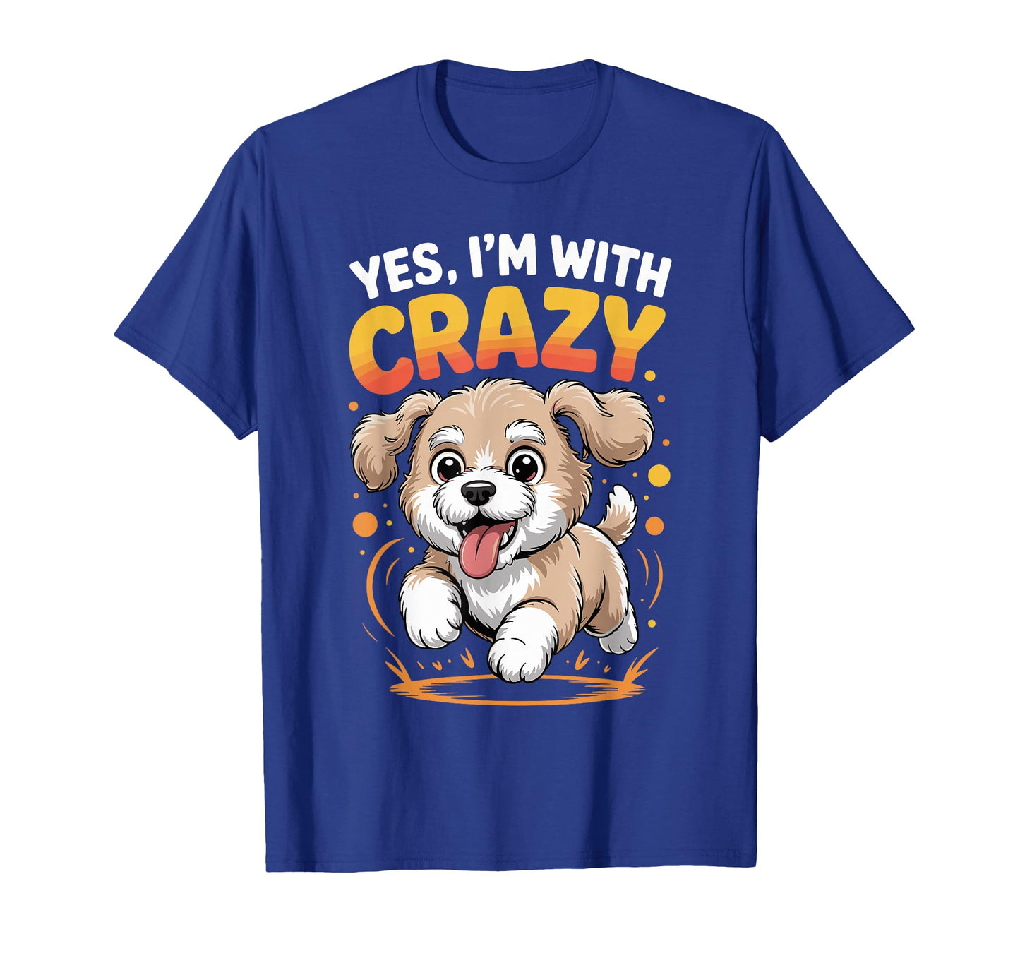 Yes I'm with Crazy Poodle Bichon Dog Breed Pet Funny Poochon T-Shirt