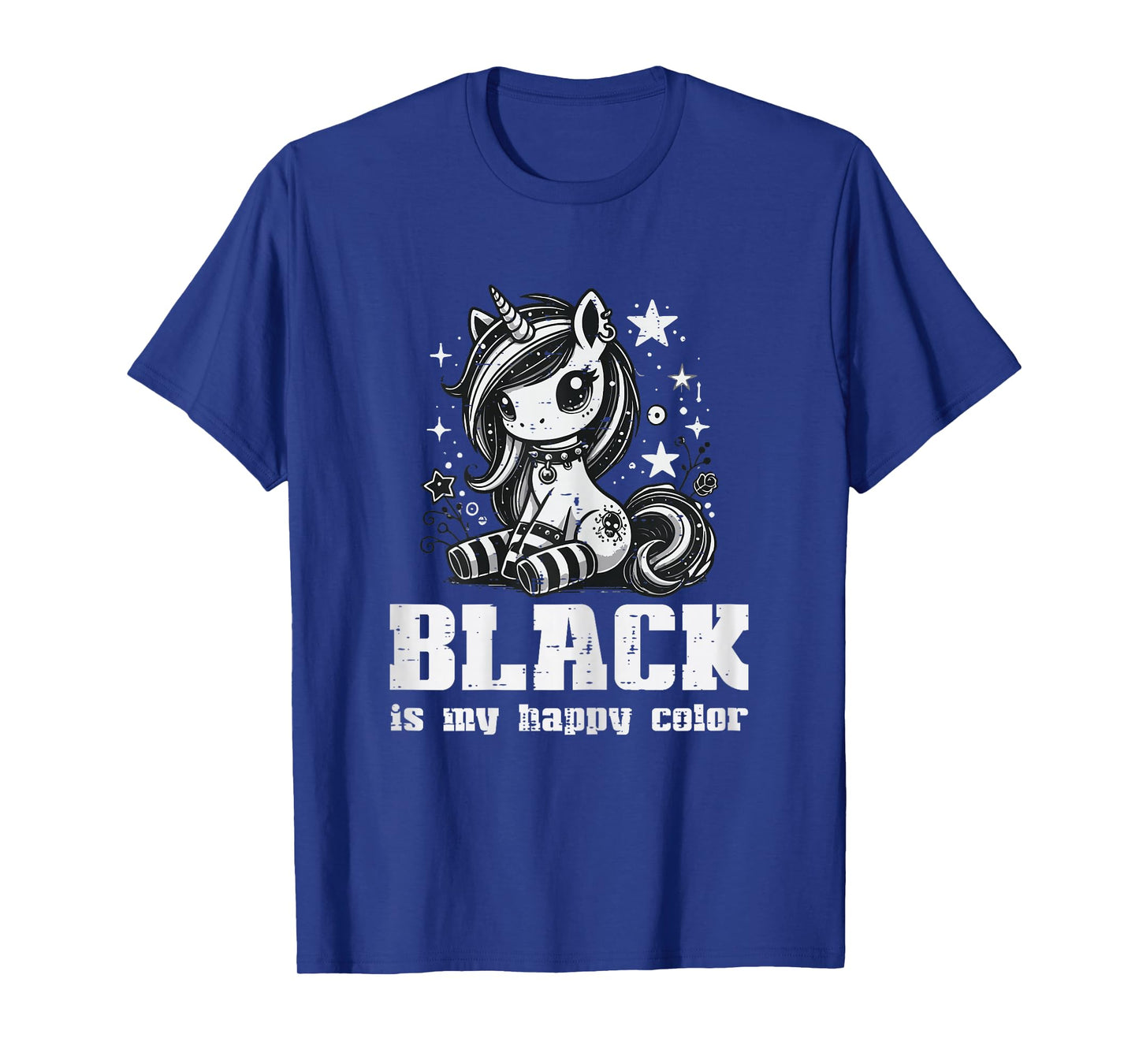 Goth Unicorn Black My Happy Color Alt Emo Girls Kids Women T-Shirt