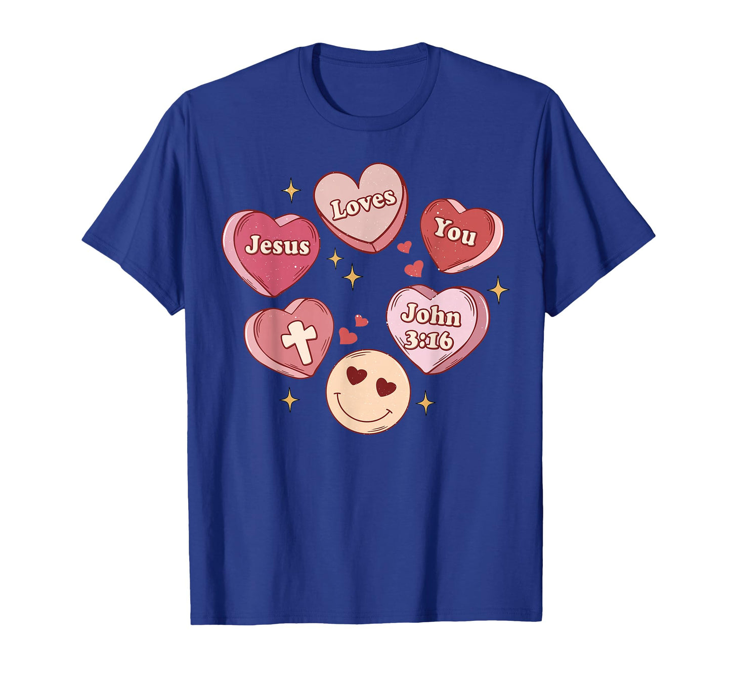 Jesus Loves You Groovy Christian Valentines Hearts T-Shirt