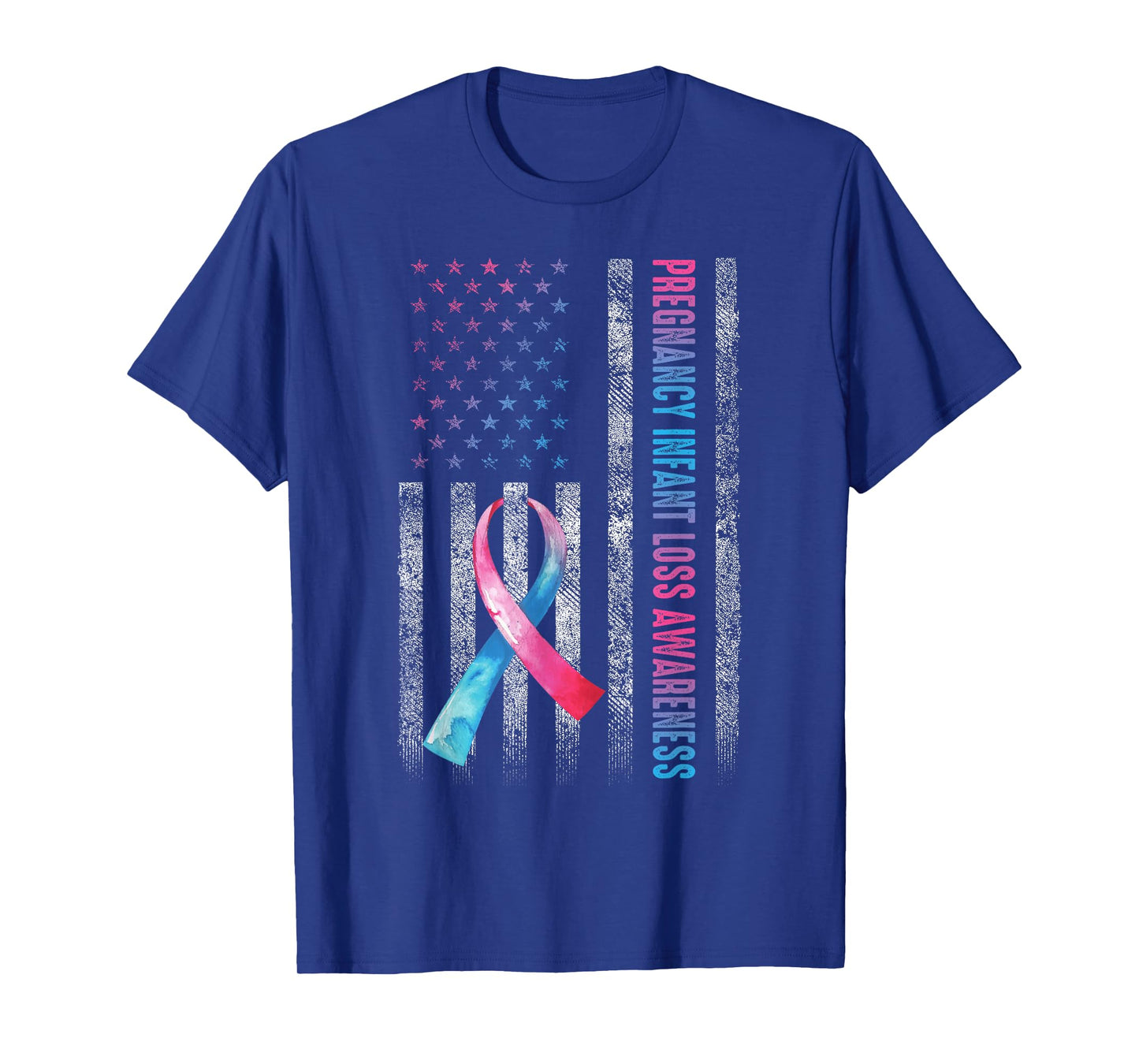 American Flag Pink & Blue Pregnancy Infant Loss Awareness T-Shirt