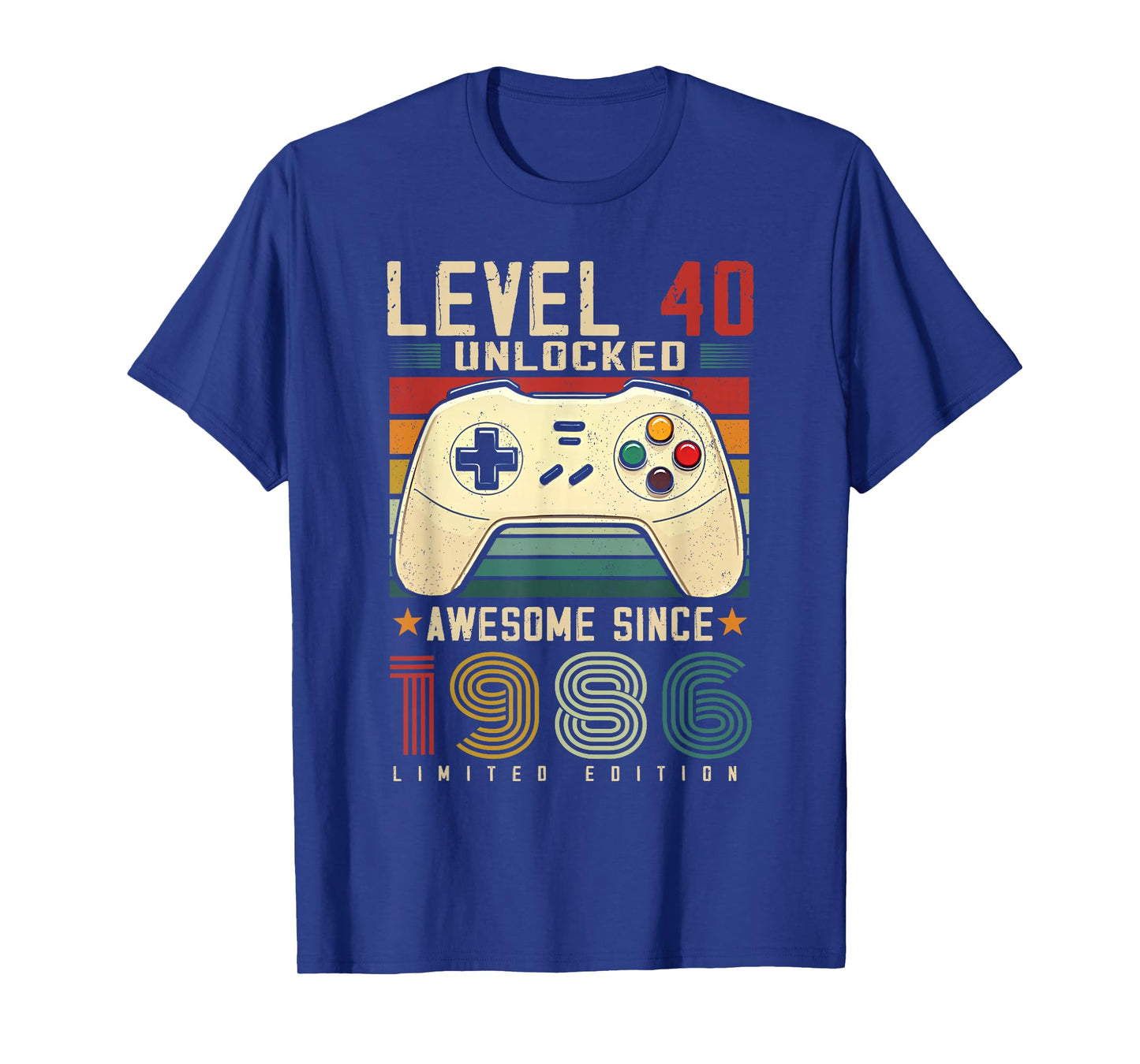 Level 40 Unlocked Awesome Since 1986 40th Birthday Gaming T-Shirt