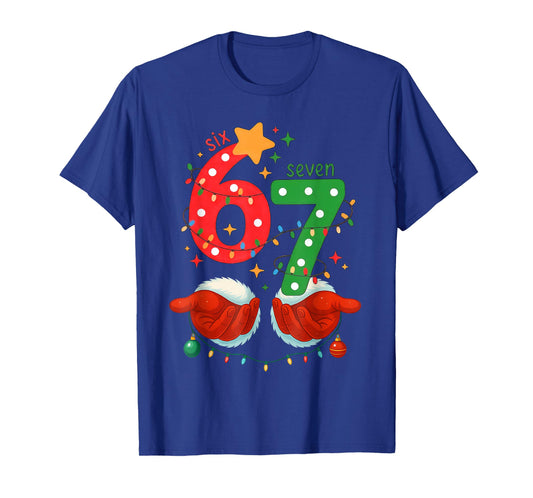Funny Six Seven 6 7 Meme Christmas Family Xmas Santa 67 T-Shirt