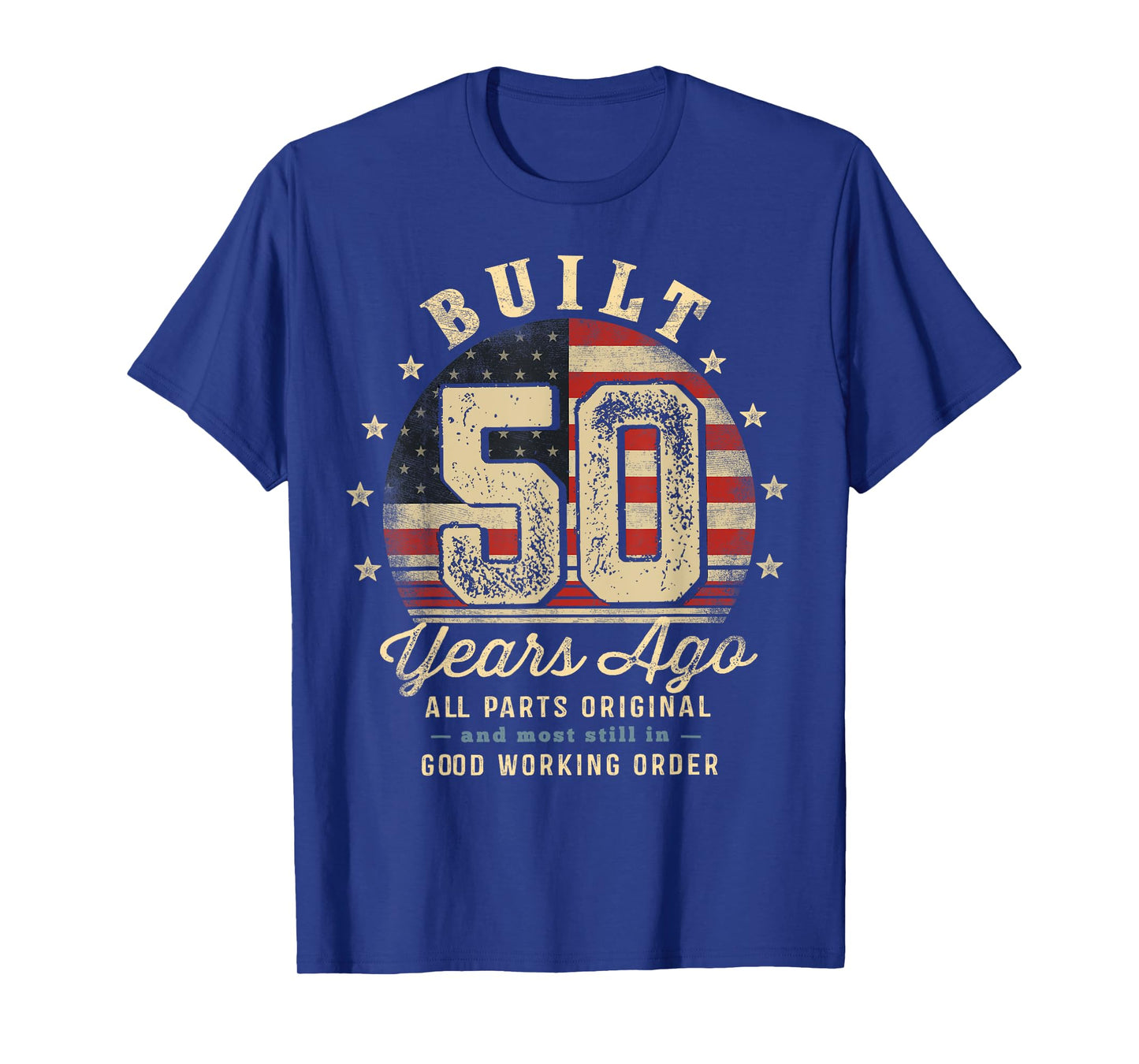 Built 50 Years Ago Funny 50th Birthday USA Flag T-Shirt