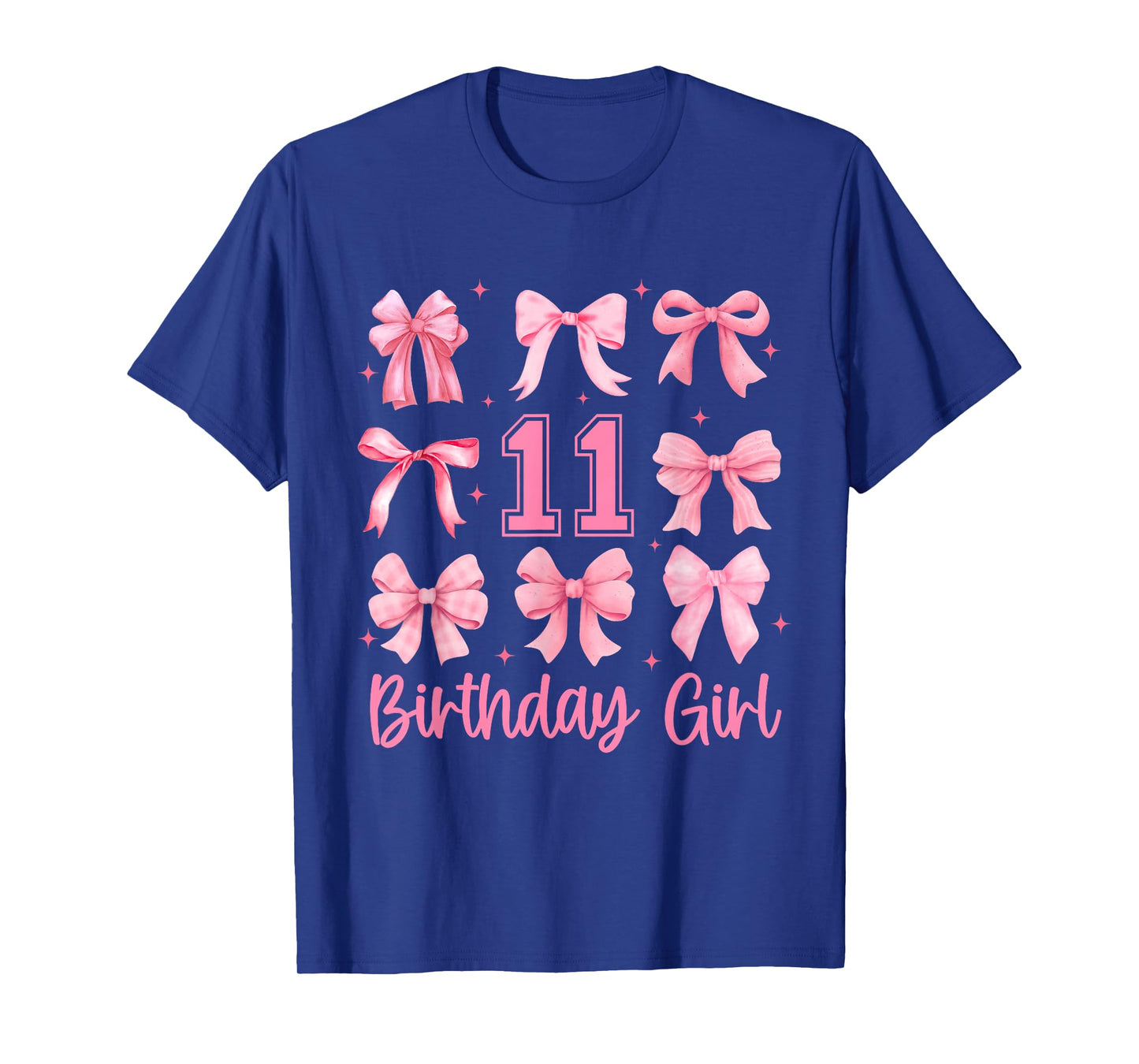 11 Years Old Birthday Girl Pink Bow Girls Kids Cute Birthday T-Shirt