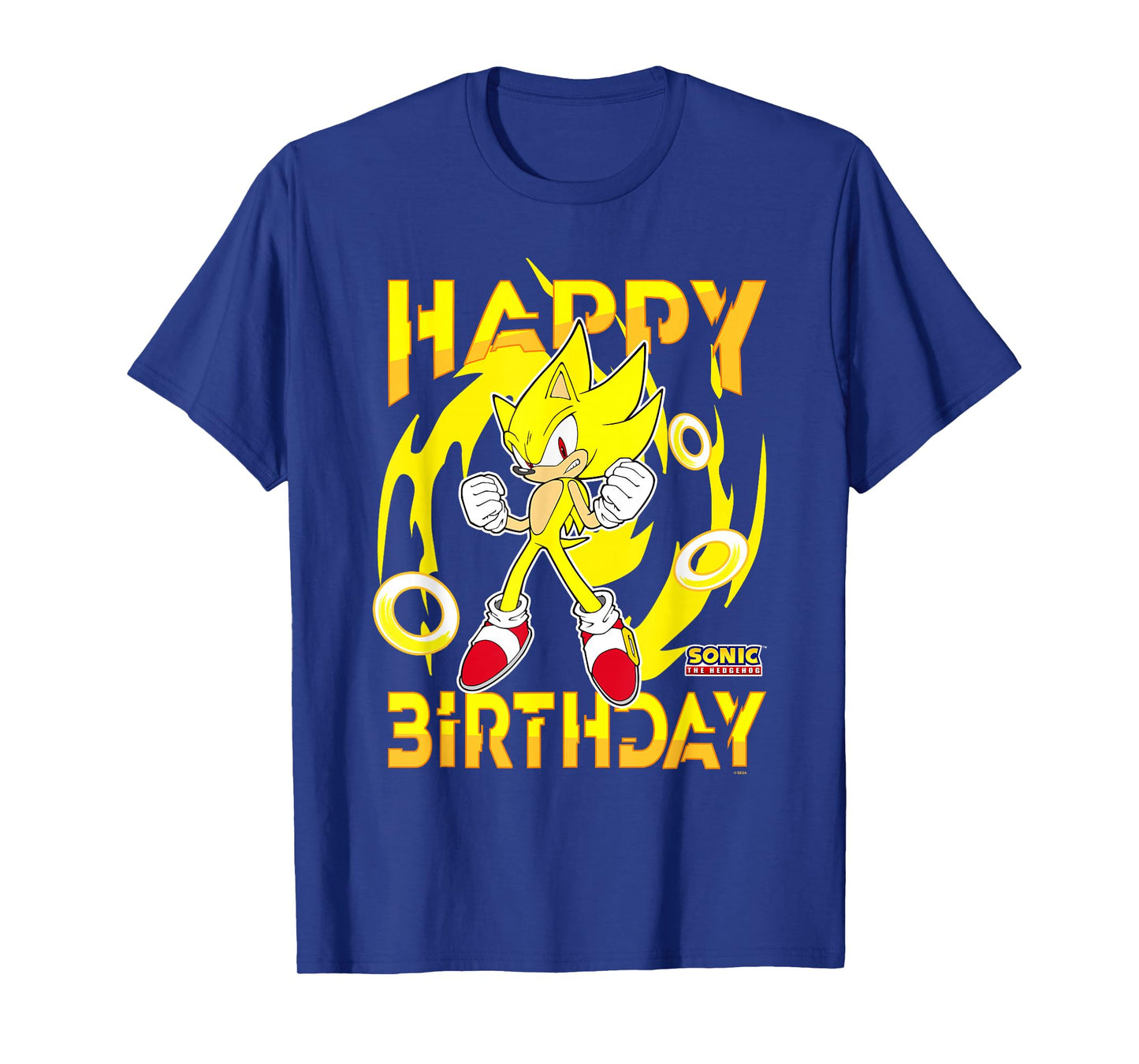 Sonic The Hedgehog Happy Birthday Super Sonic Chest Poster T-Shirt