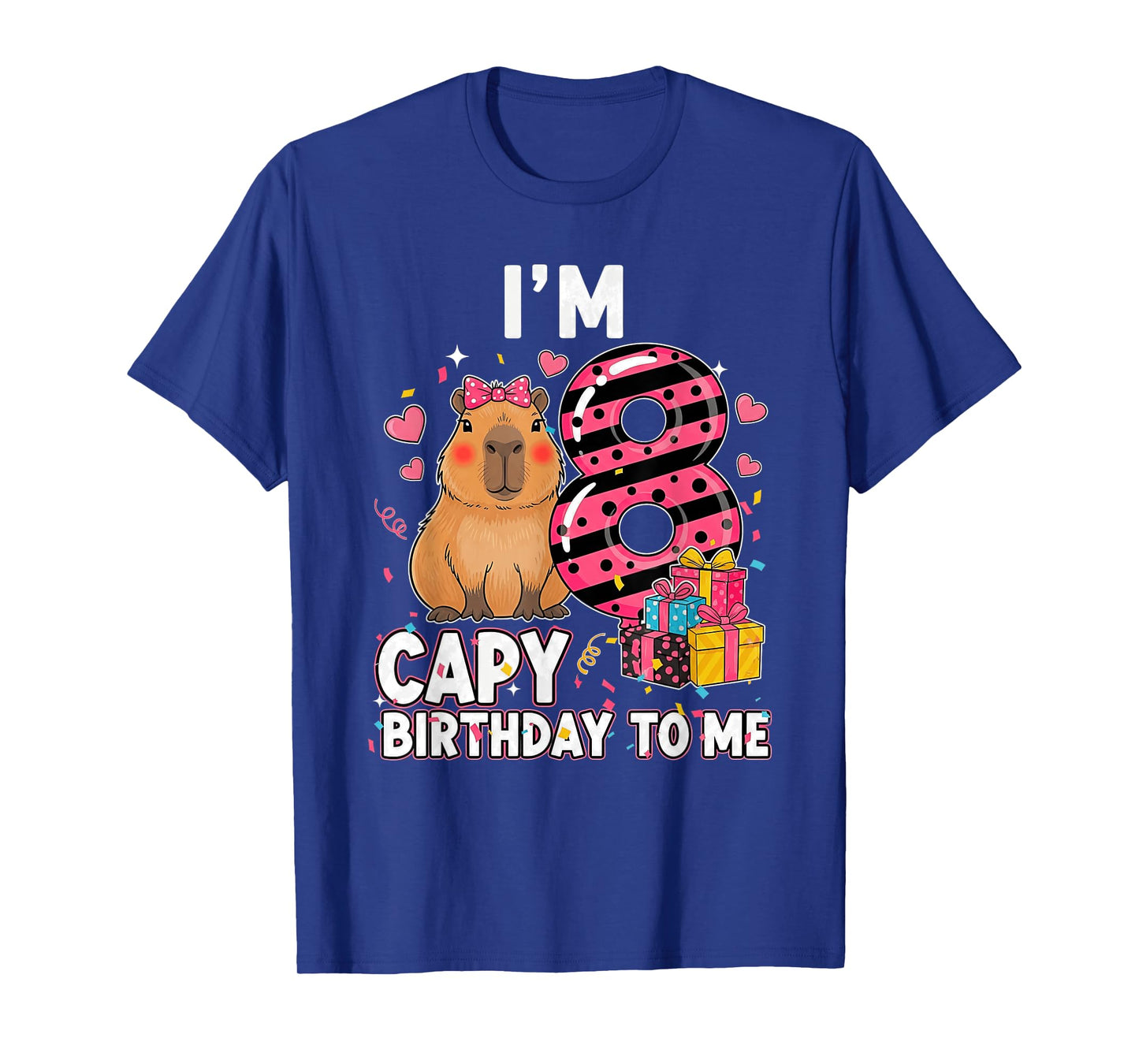 8 Years Capy Birthday to Me Girls 8th Birthday Capybara T-Shirt