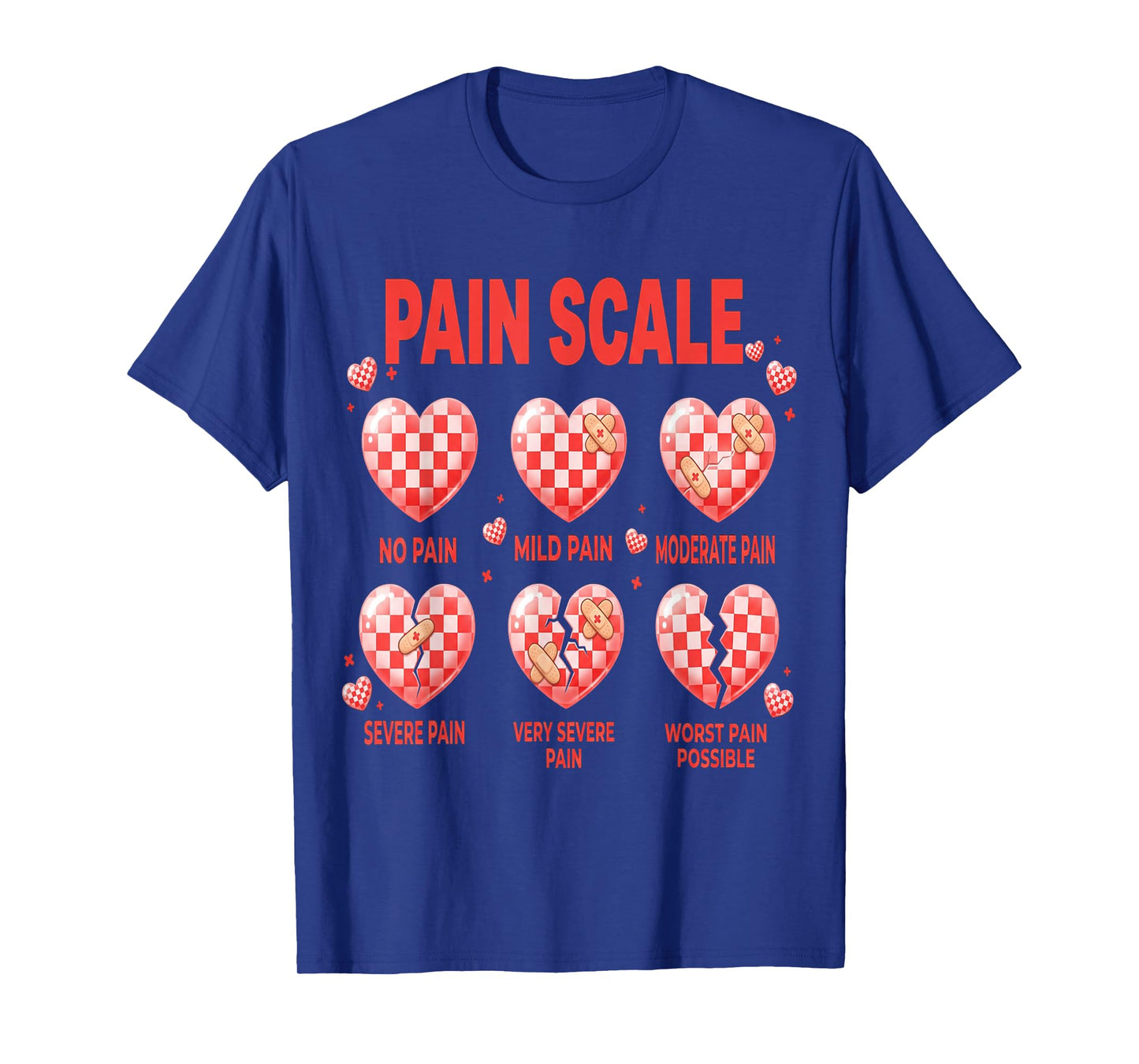Funny Pain Scale Nurse Valentines Nurses Heart RN ER Nursing T-Shirt