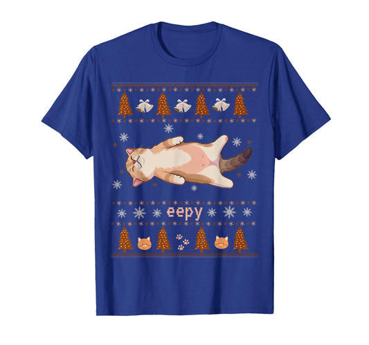Christmas Eepy Cat Meme Silly Festive Cozy Sleepy Humor T-Shirt