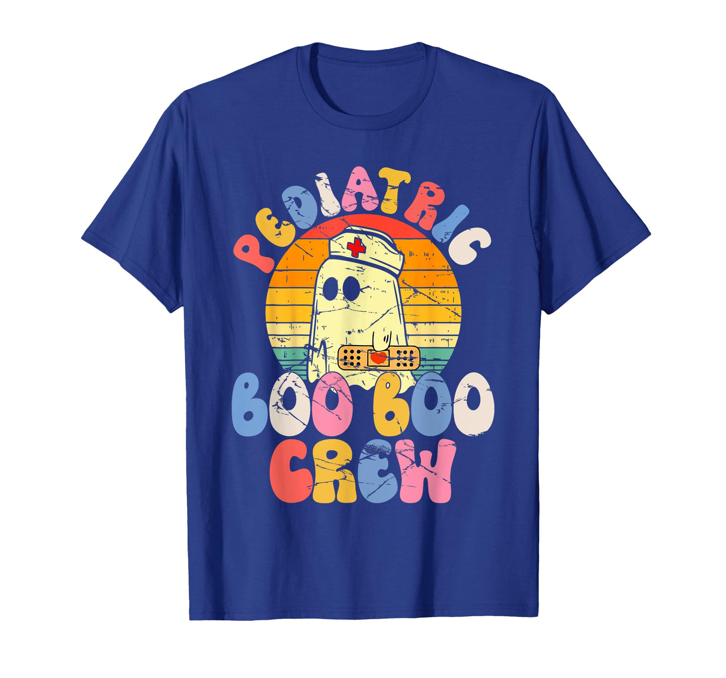 Groovy Ghost Halloween Pediatric RN Nurse Boo Boo Crew T-Shirt