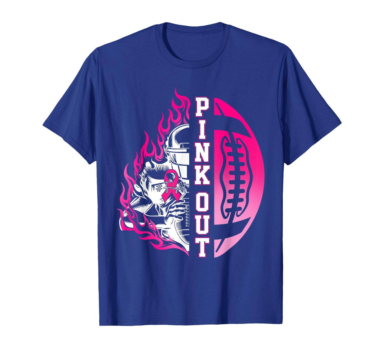 in October We Wear Pink Football Breast Cancer Awareness T-Shirt