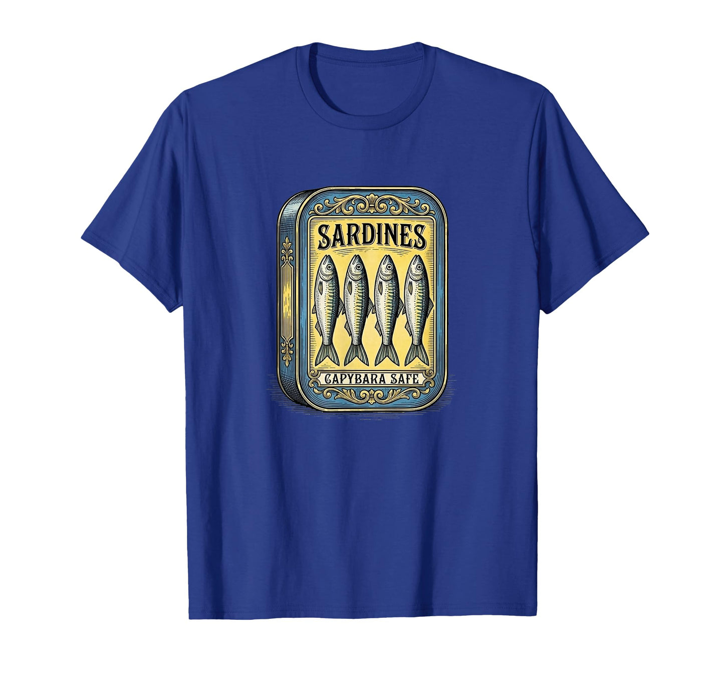 Sardines Vintage Retro Canned Fish Parody Fun Capybara Safe T-Shirt