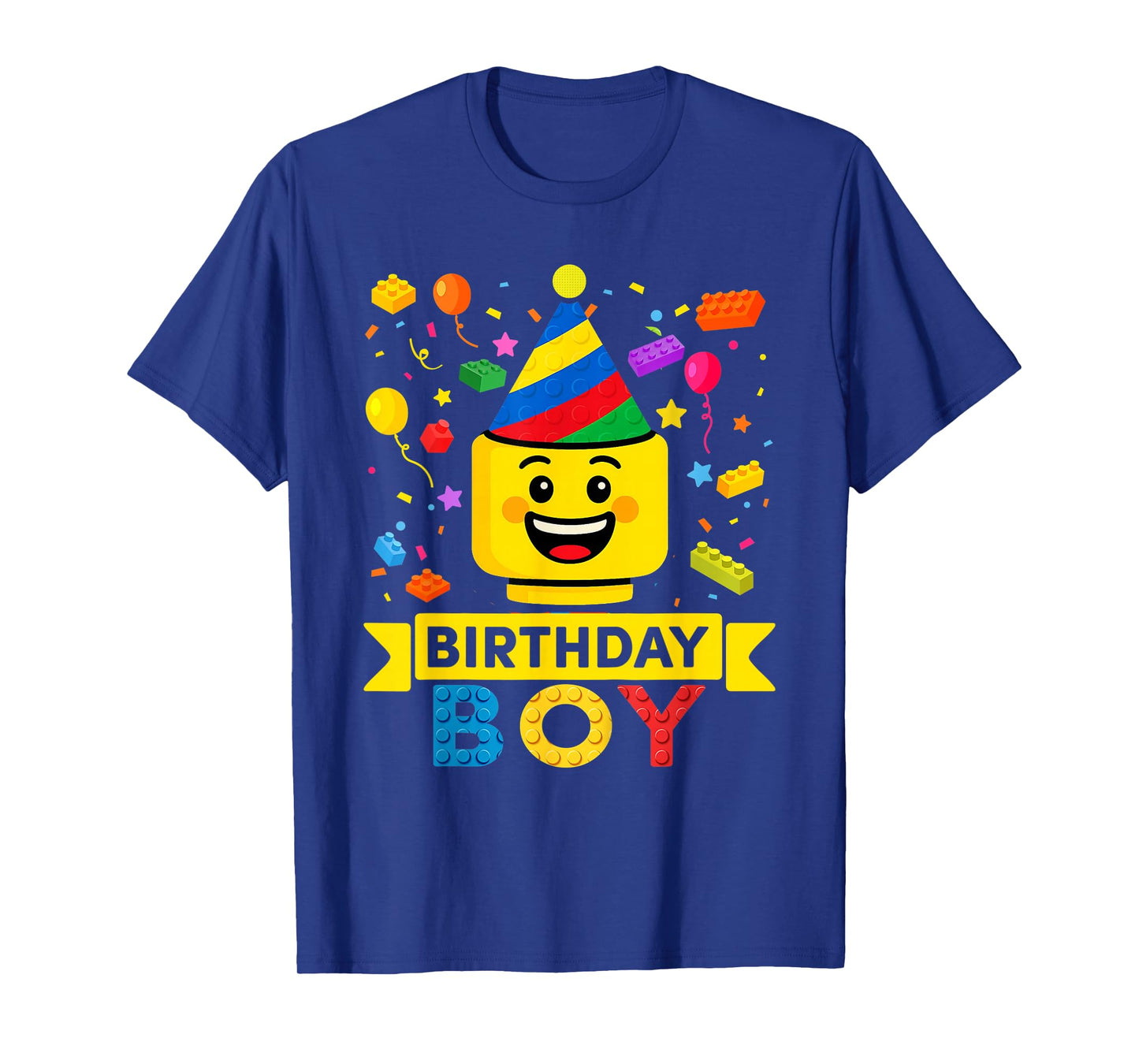Building Bricks Boy Birthday Party Hat Master Builder Blocks T-Shirt