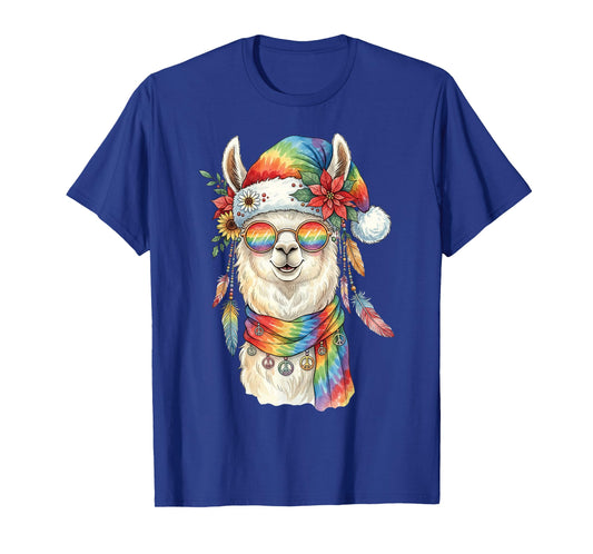 Gypsy Santa Llama Tie Dye Hippie Groovy Christmas T-Shirt