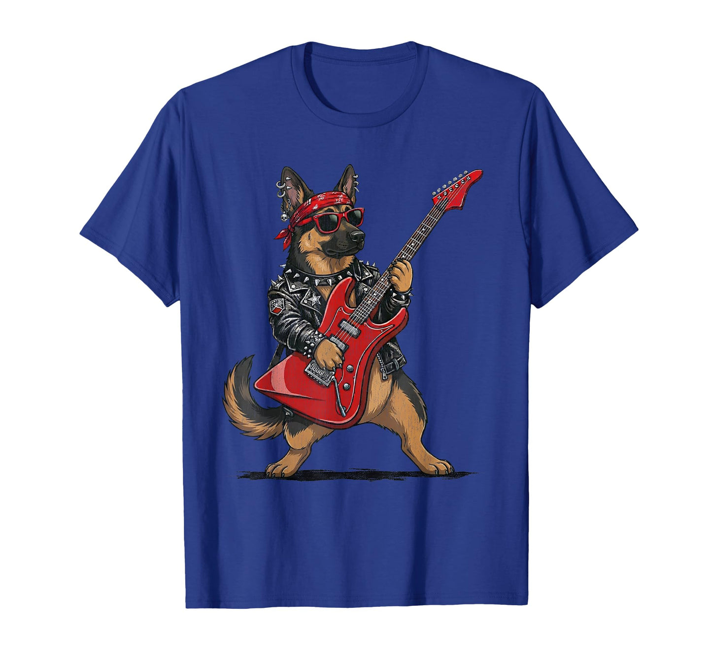 German Shepherd Dog Rock and Roll Playing Guitar Rockstar T-Shirt