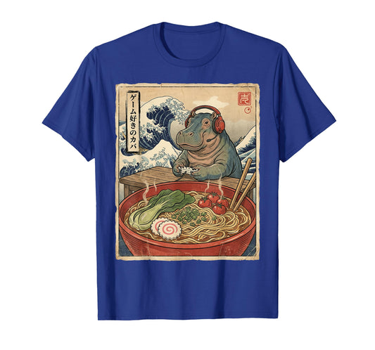 Hippo Cute Kawaii Japanese Gamer Funny Ramen Retro T-Shirt